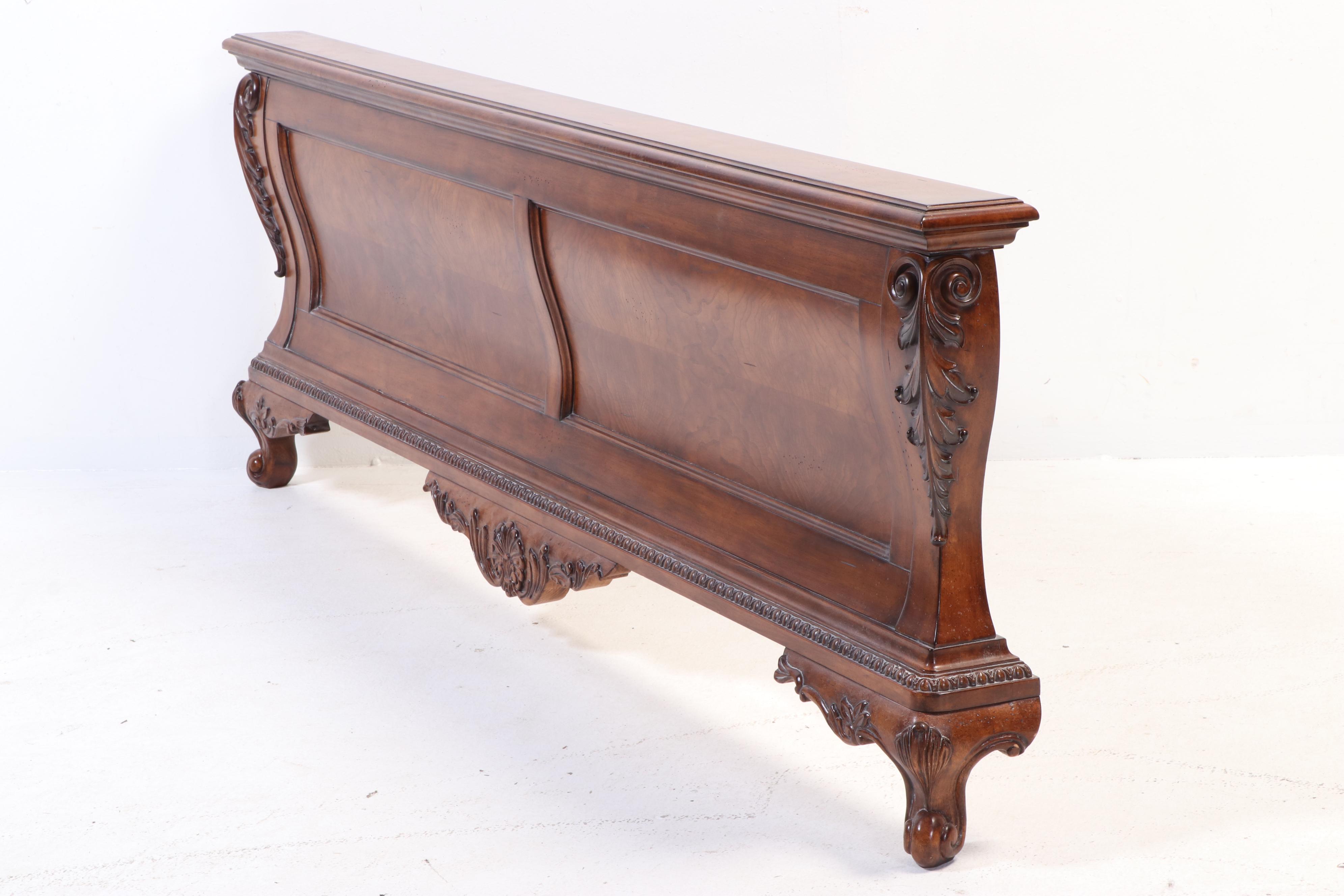 Rococo Style Cherry Finish Bed Frame