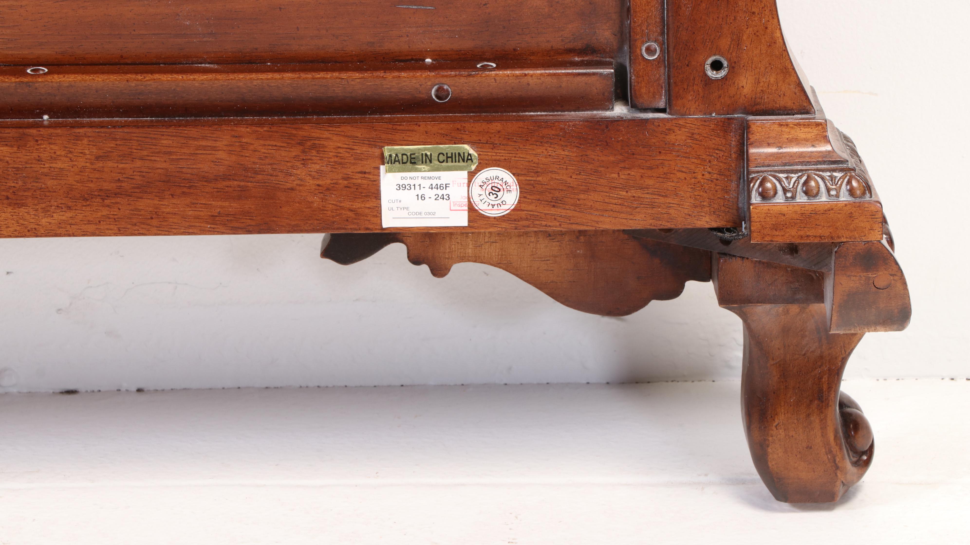 Rococo Style Cherry Finish Bed Frame