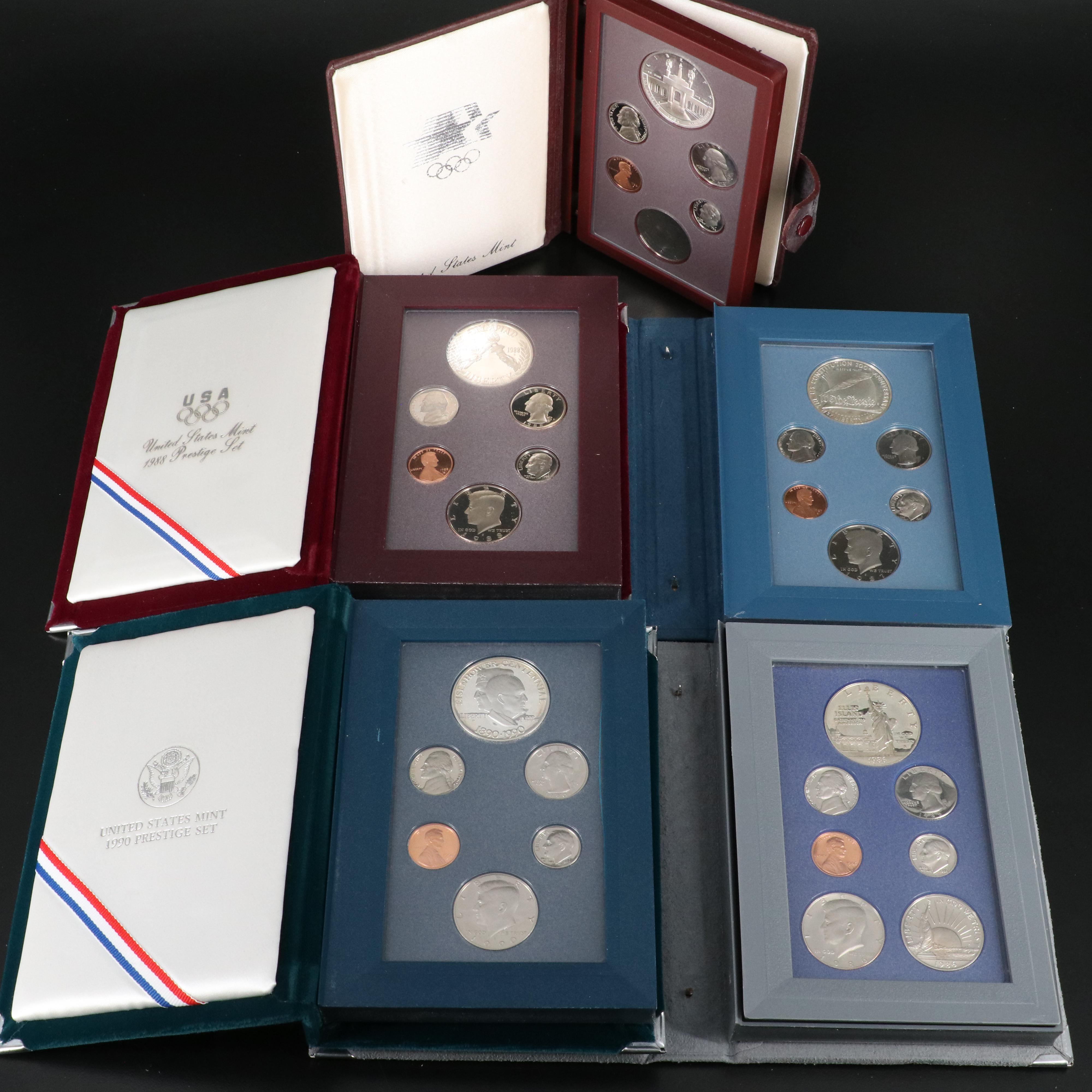 Five Different United States Prestige Mint Sets Including 1990