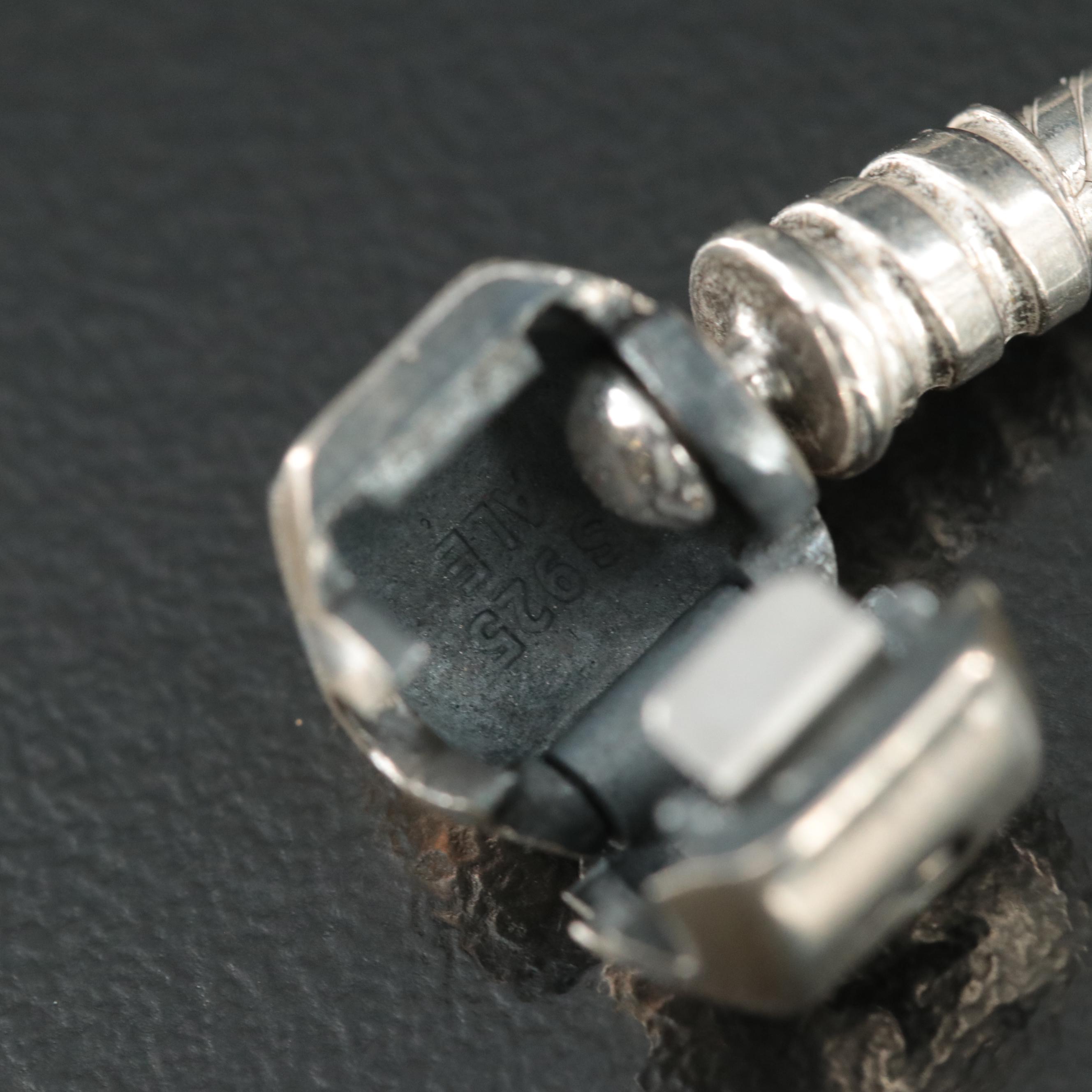 Pandora Sterling Bracelet and Beads Featuring CZ, Moonstone, and Glass