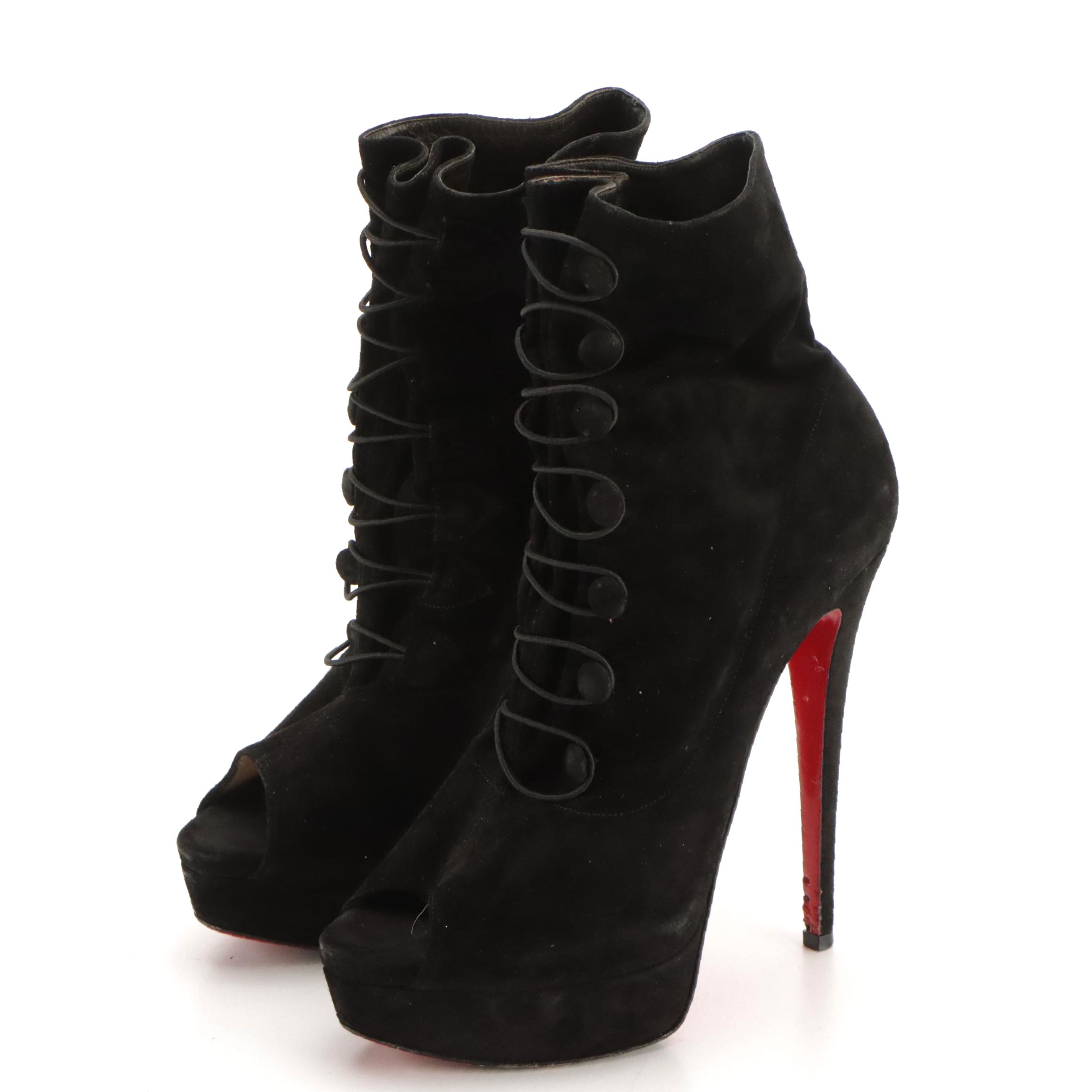 Christian Louboutin Lady Tutu Platform Ankle Boot Stilettos in Black Suede