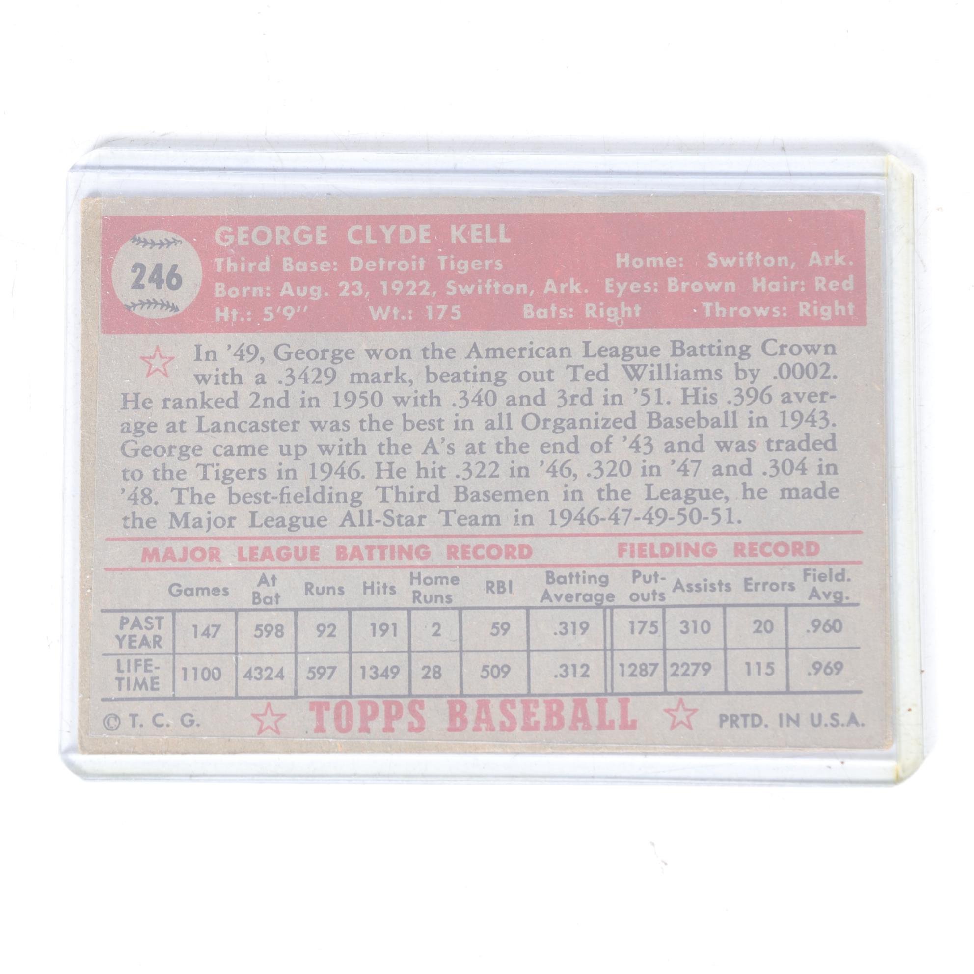 1952 Topps #216 Richie Ashburn and  #246 George Kell Baseball Cards