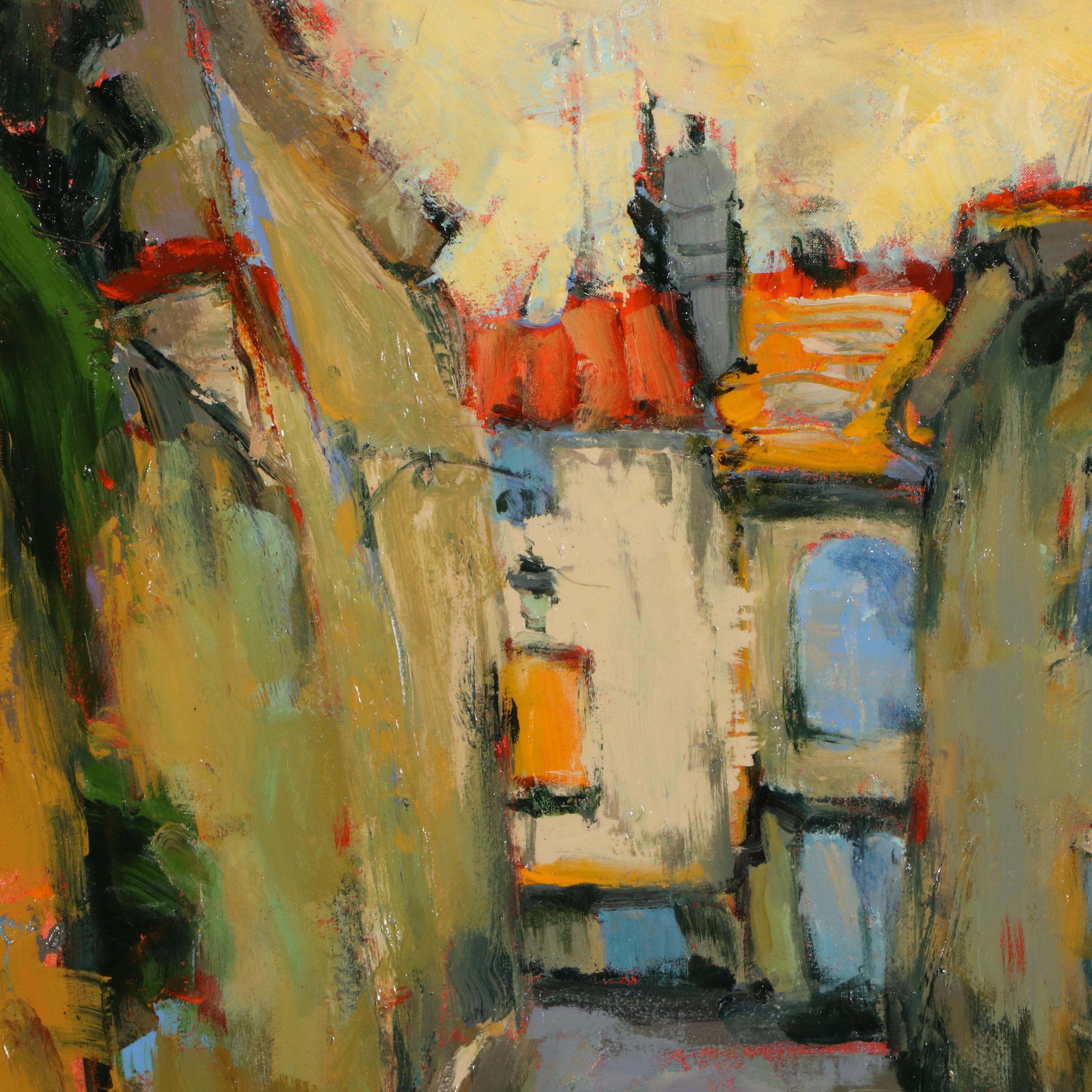 Donna Talerico Stylized Cityscape Oil Painting, 21st Century