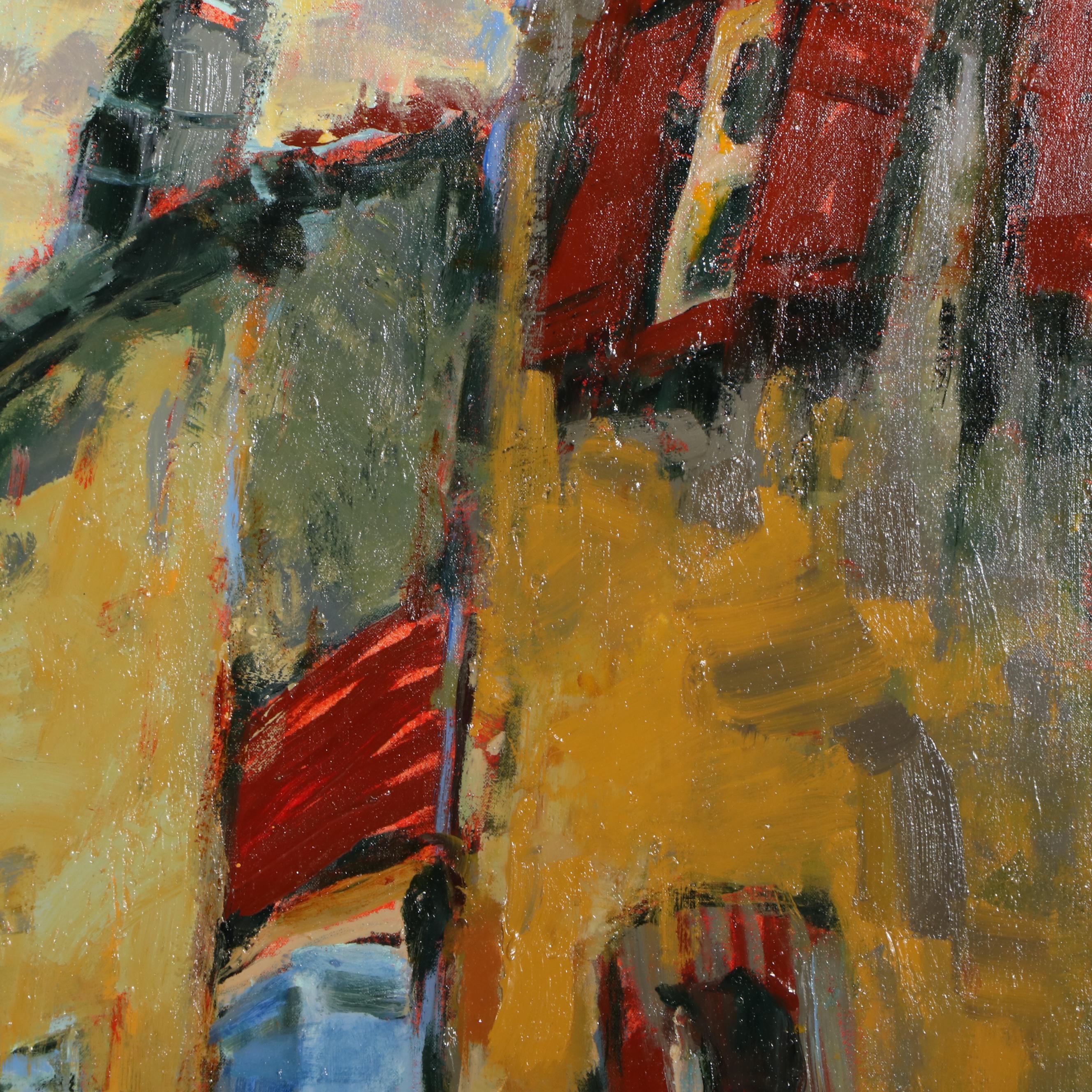 Donna Talerico Stylized Cityscape Oil Painting, 21st Century