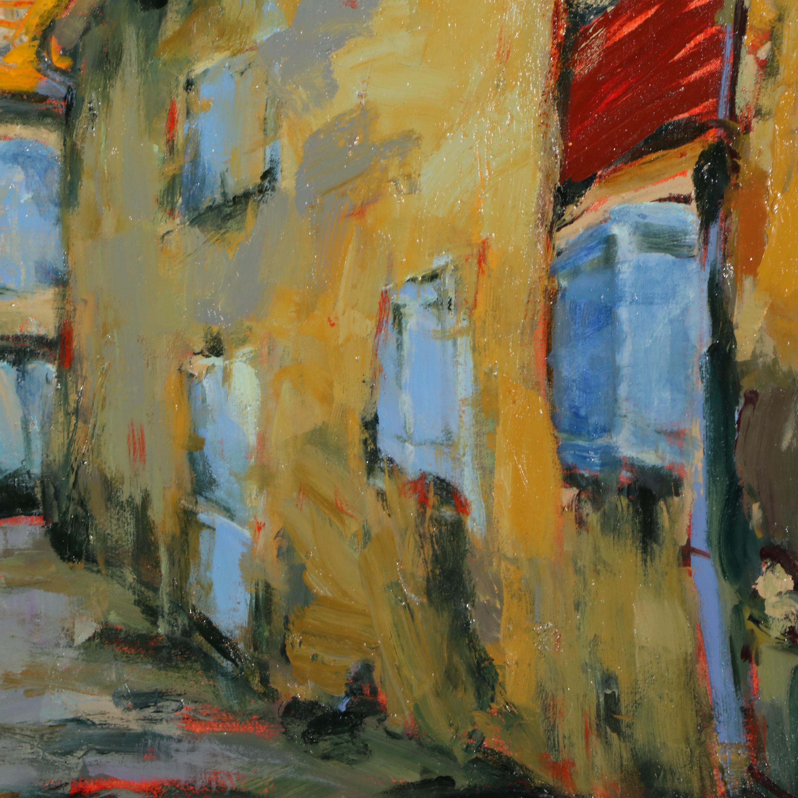 Donna Talerico Stylized Cityscape Oil Painting, 21st Century