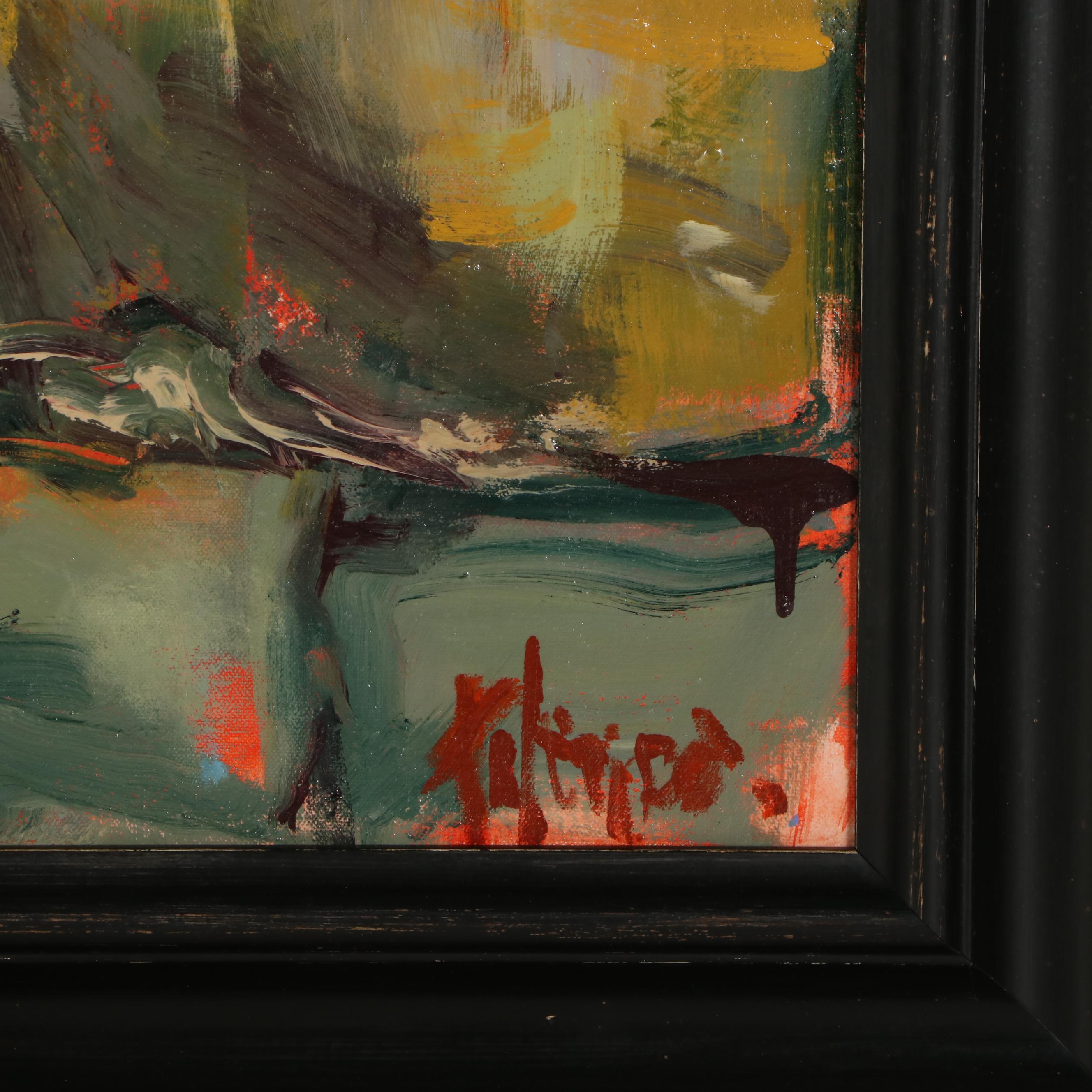 Donna Talerico Stylized Cityscape Oil Painting, 21st Century