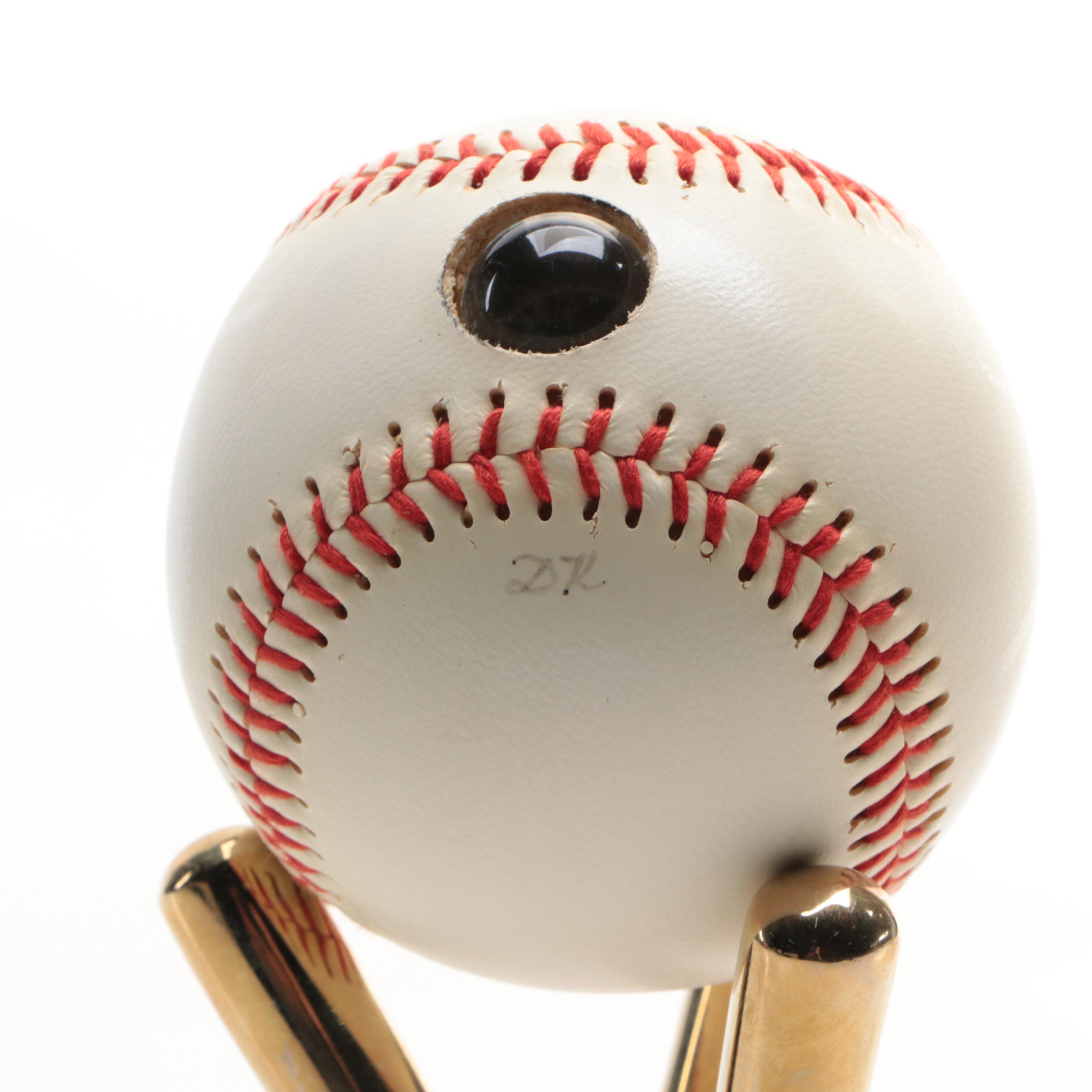 David Kalish Signed "Eye on the Ball" Baseball Kaleidoscope on Metal Bat Stand