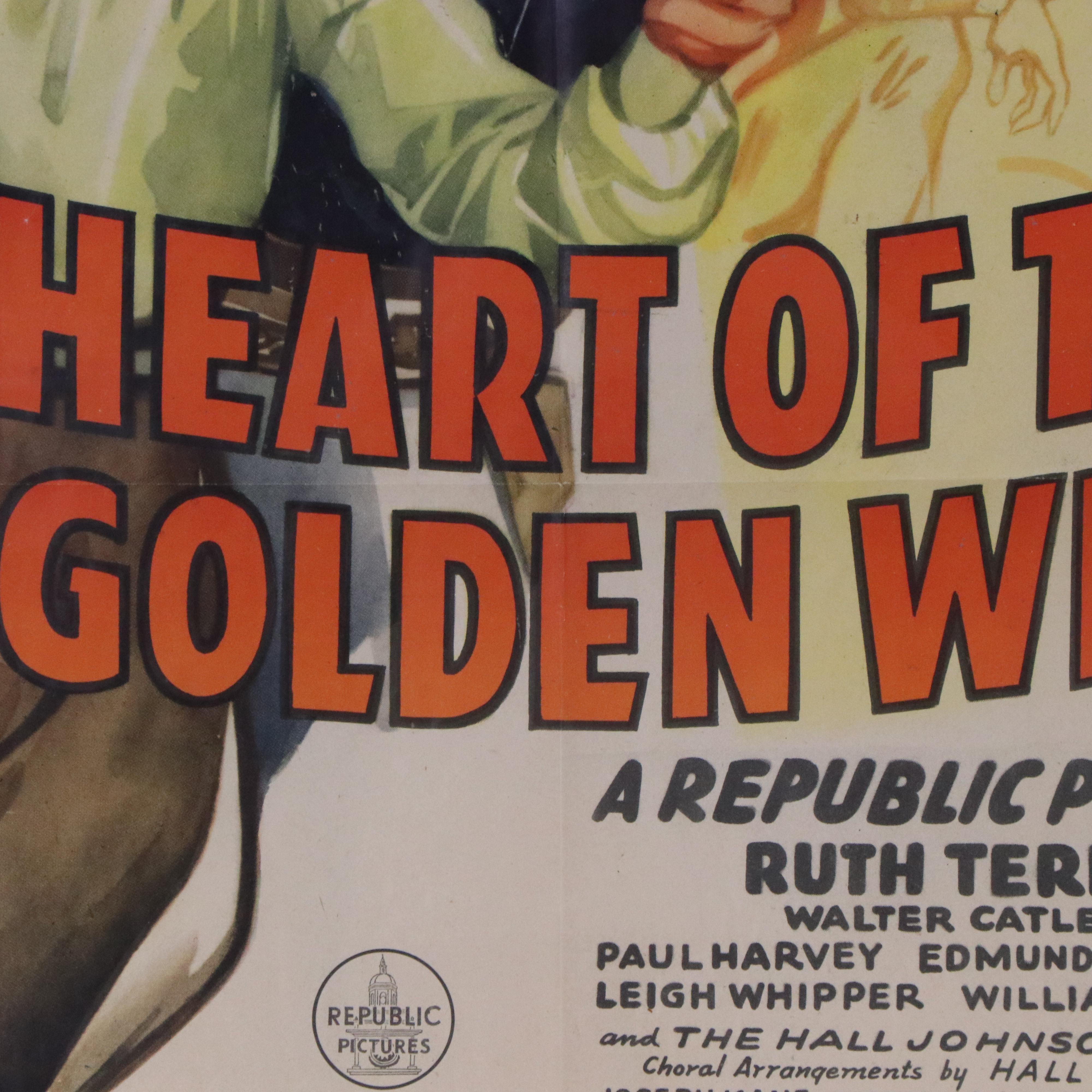 Seriolithograph Roy Rogers Movie Poster "Heart of the Golden West," 1942