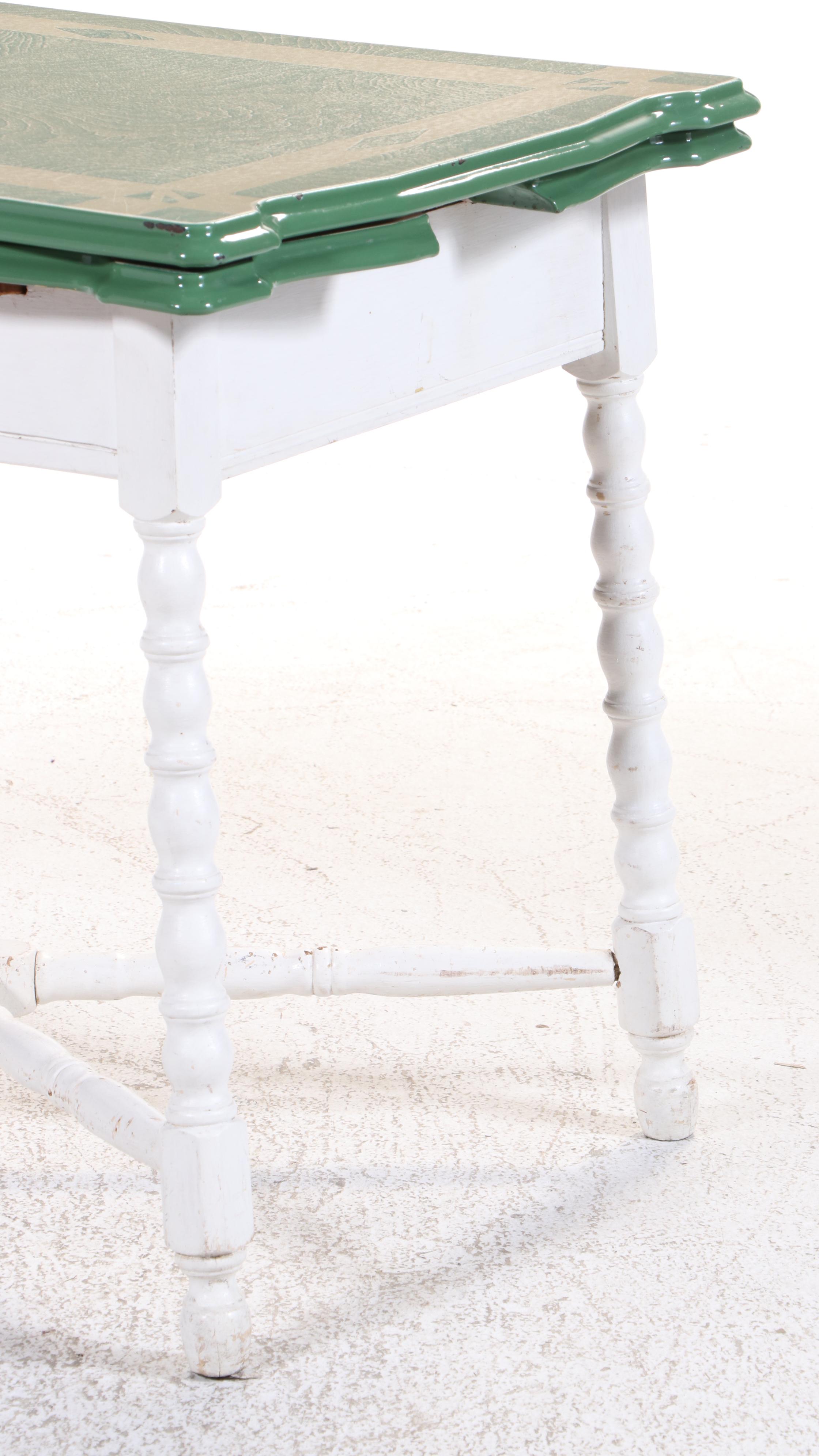 Art Deco Style Wood and Enamel Flip Top Kitchen Table, Early to Mid-20th Century