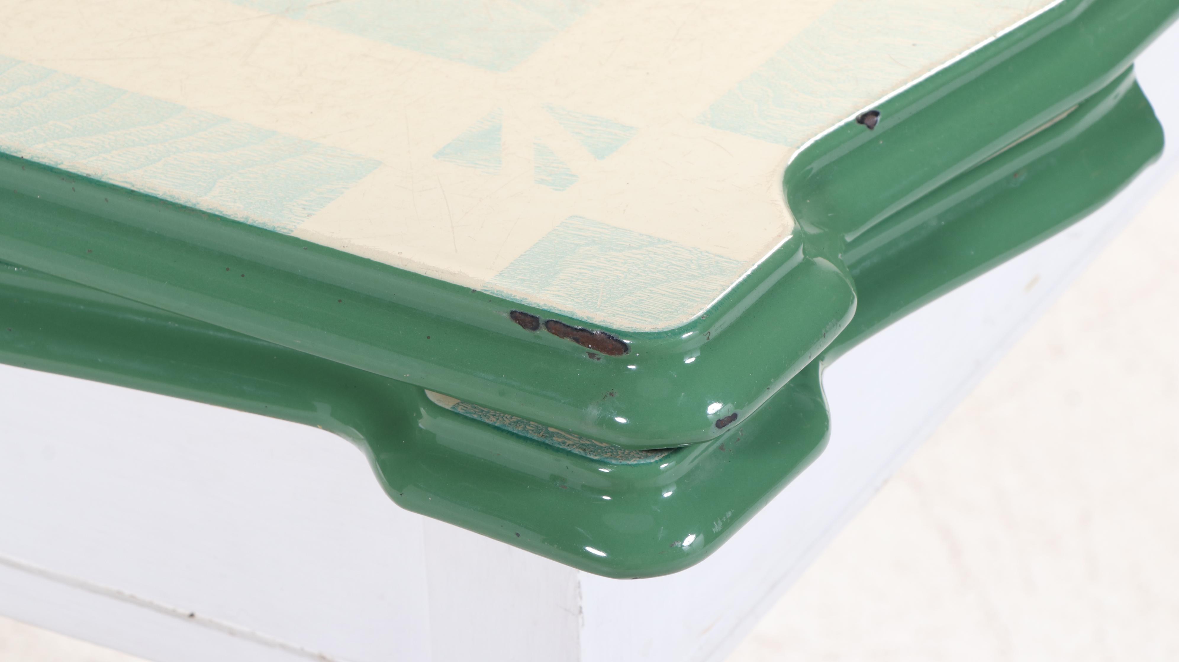 Art Deco Style Wood and Enamel Flip Top Kitchen Table, Early to Mid-20th Century