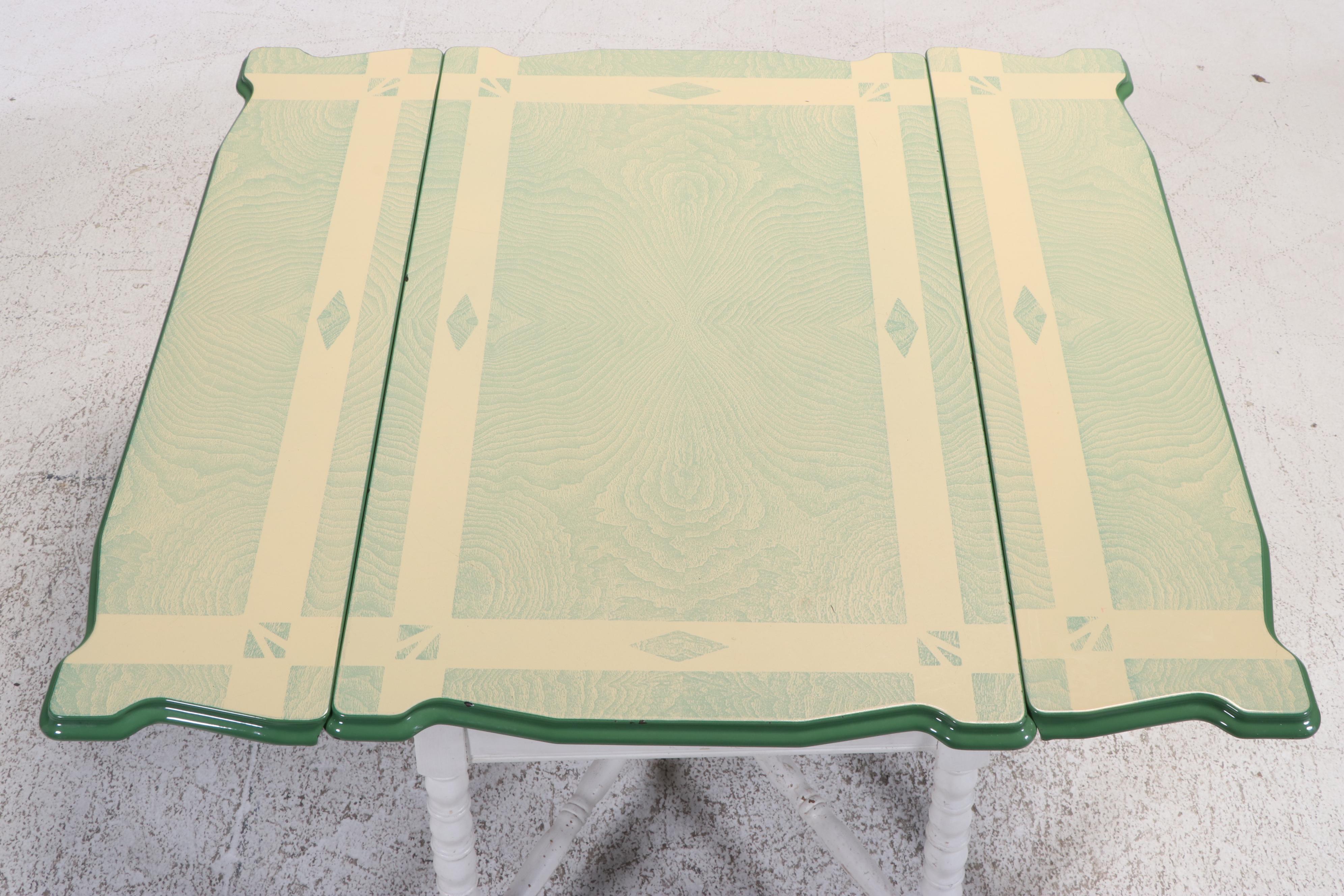 Art Deco Style Wood and Enamel Flip Top Kitchen Table, Early to Mid-20th Century