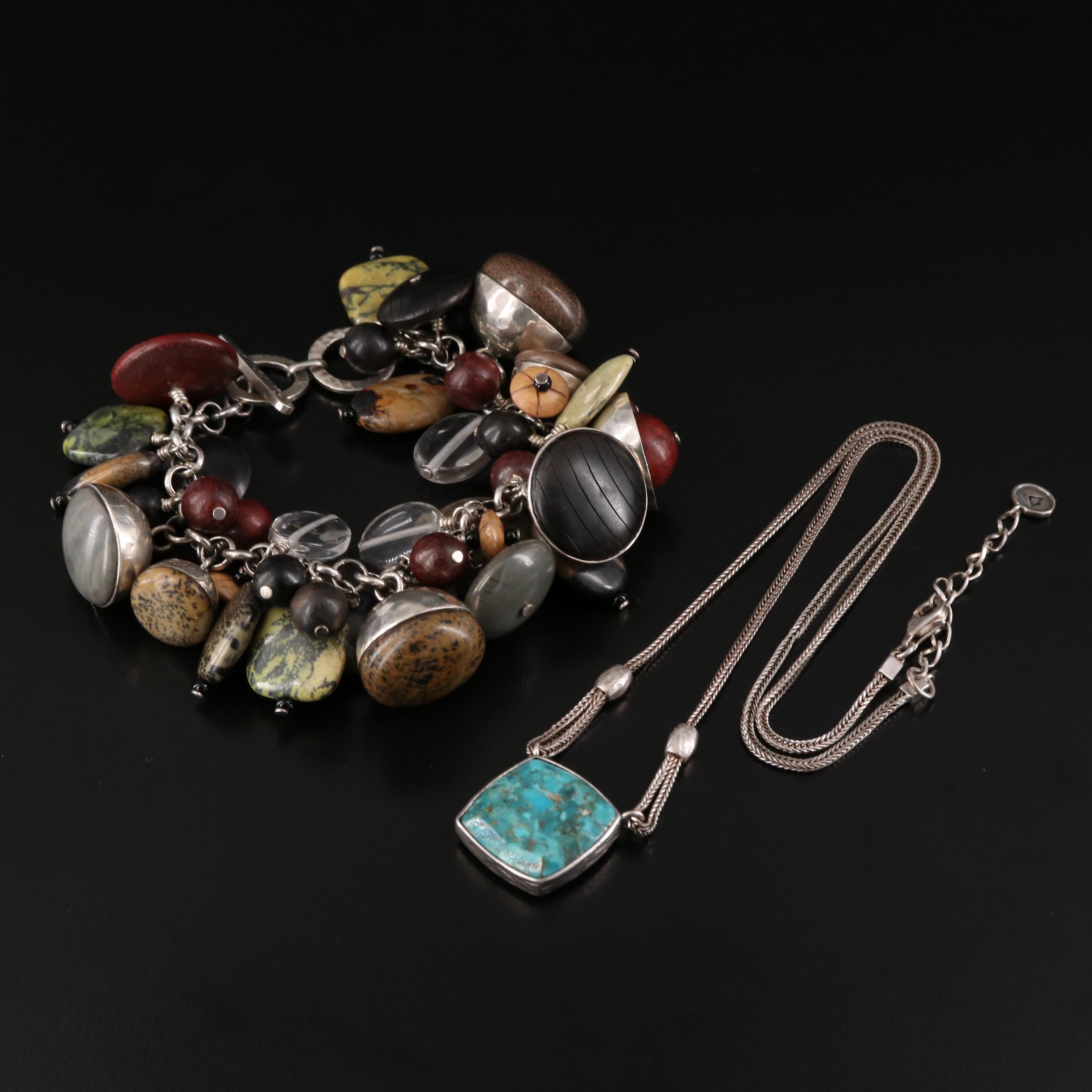 Silpada Sterling Reversible Necklace and Charm Bracelet