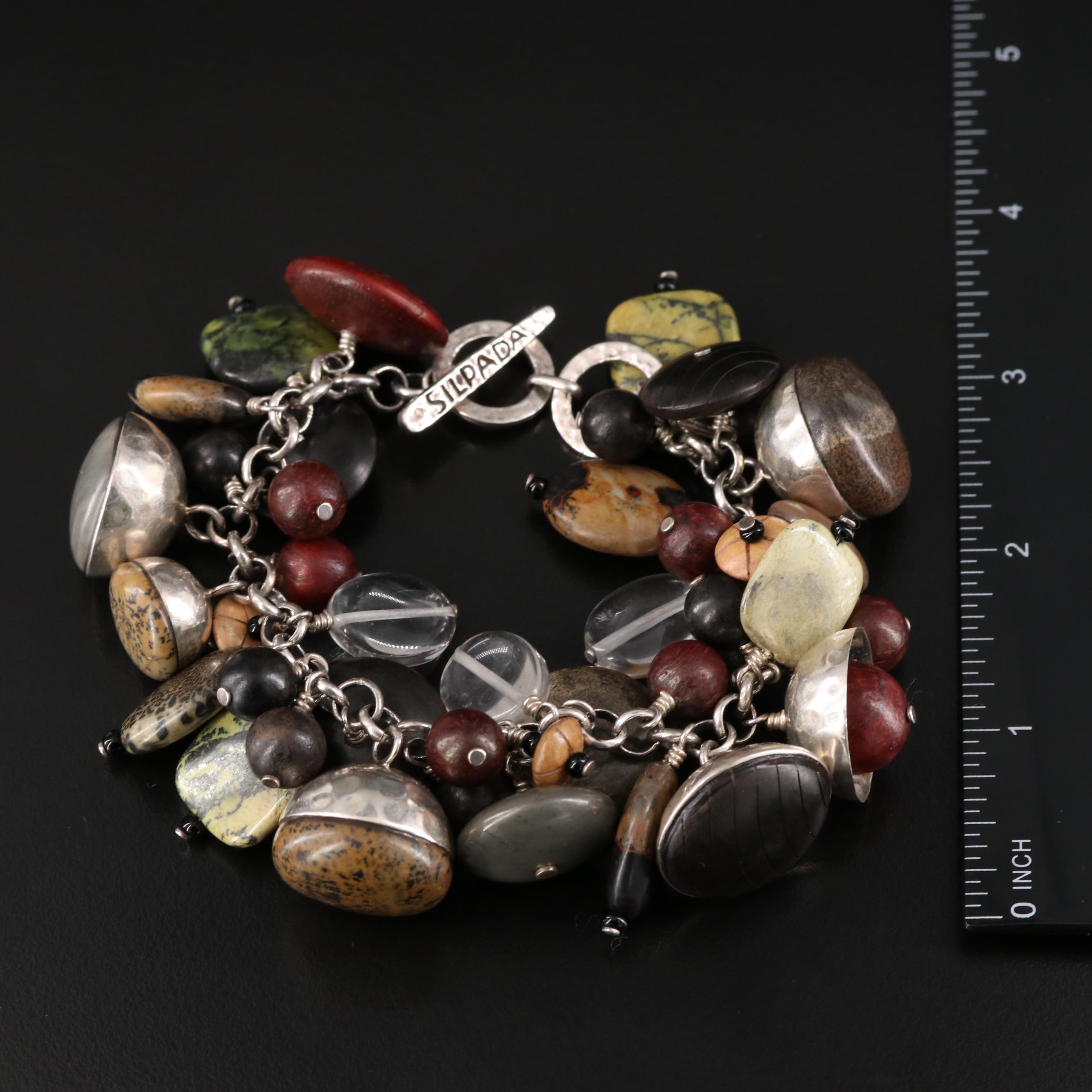 Silpada Sterling Reversible Necklace and Charm Bracelet