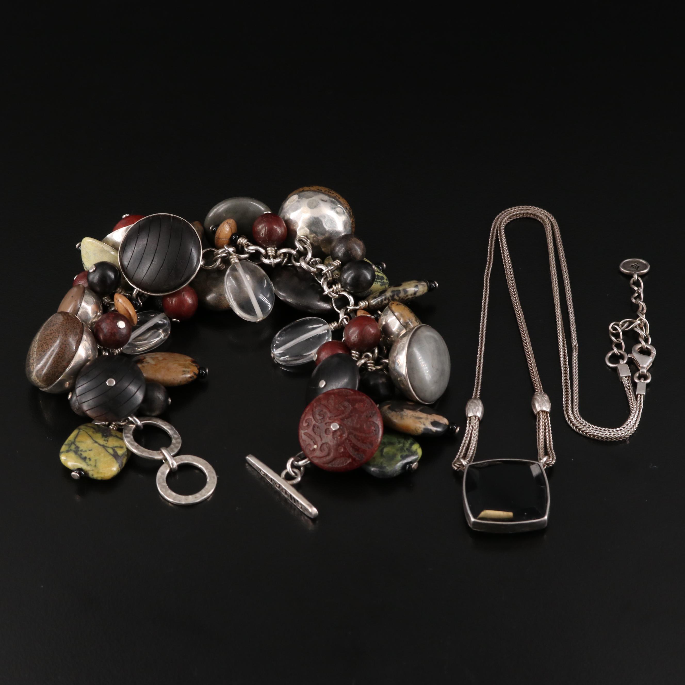 Silpada Sterling Reversible Necklace and Charm Bracelet