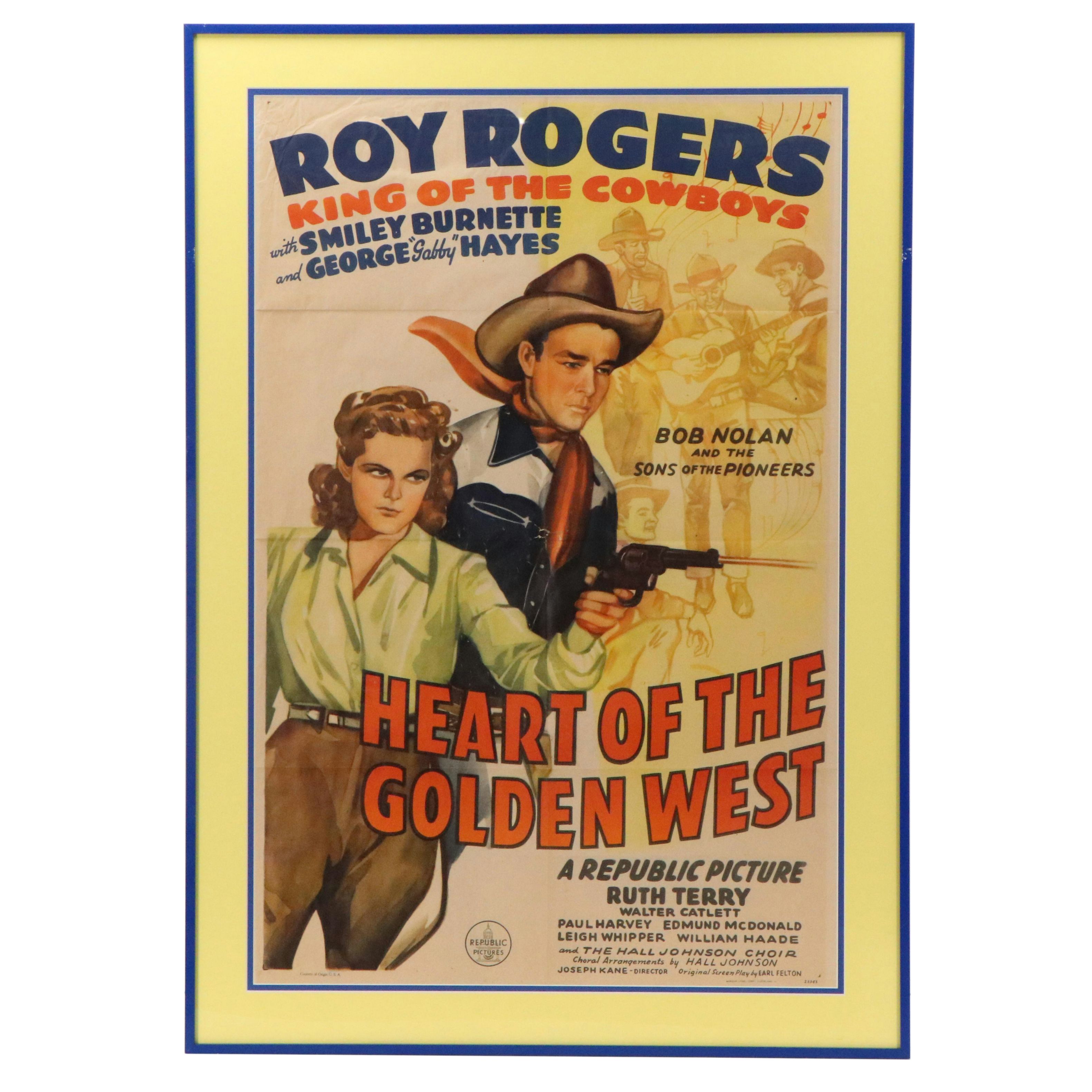 Seriolithograph Roy Rogers Movie Poster "Heart of the Golden West," 1942