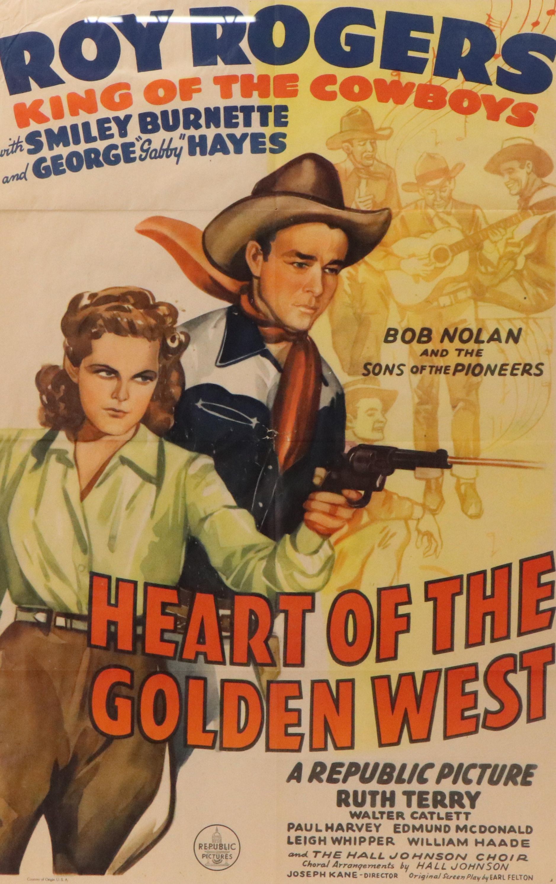 Seriolithograph Roy Rogers Movie Poster "Heart of the Golden West," 1942