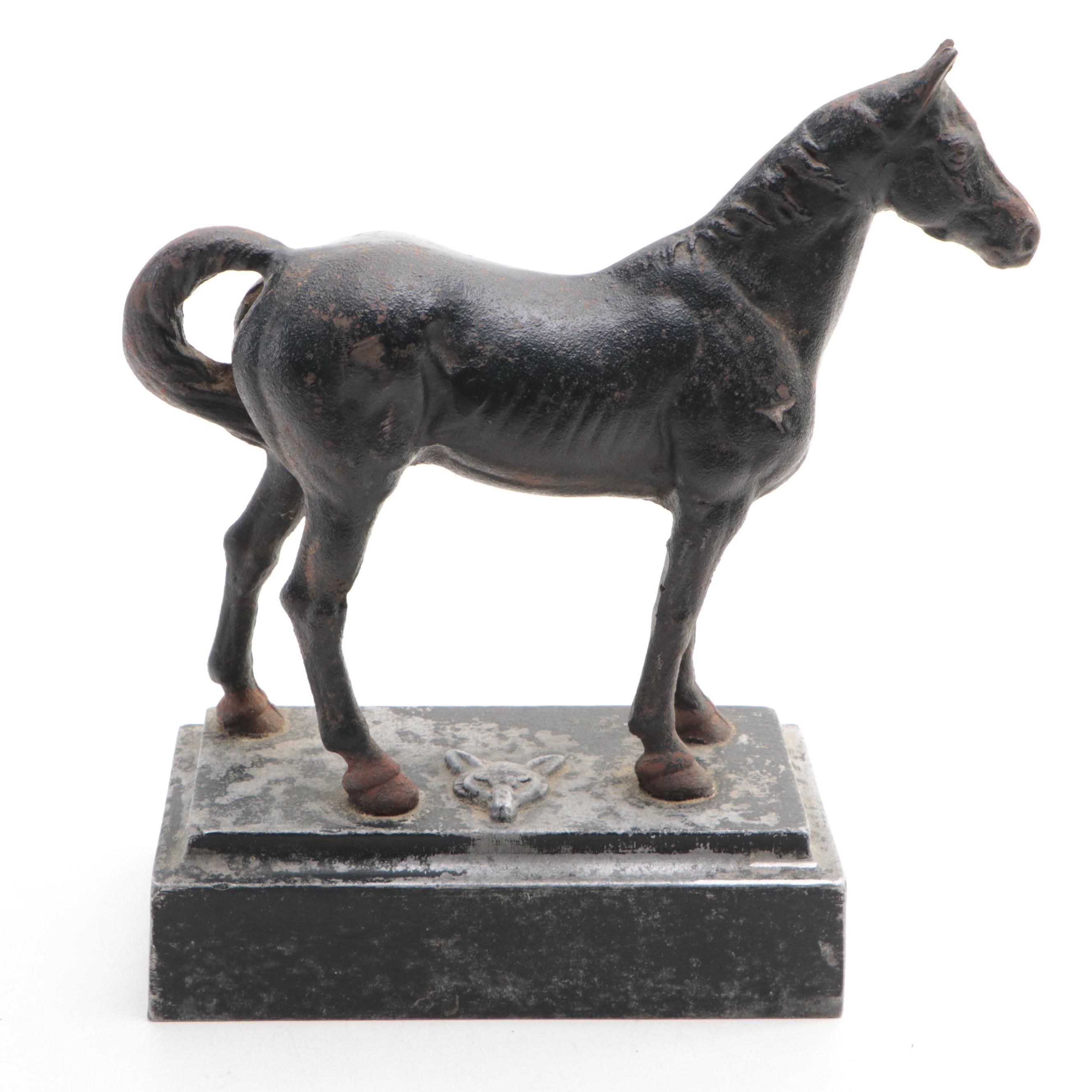 Cast Iron Horse Sculpture in Black, 20th Century