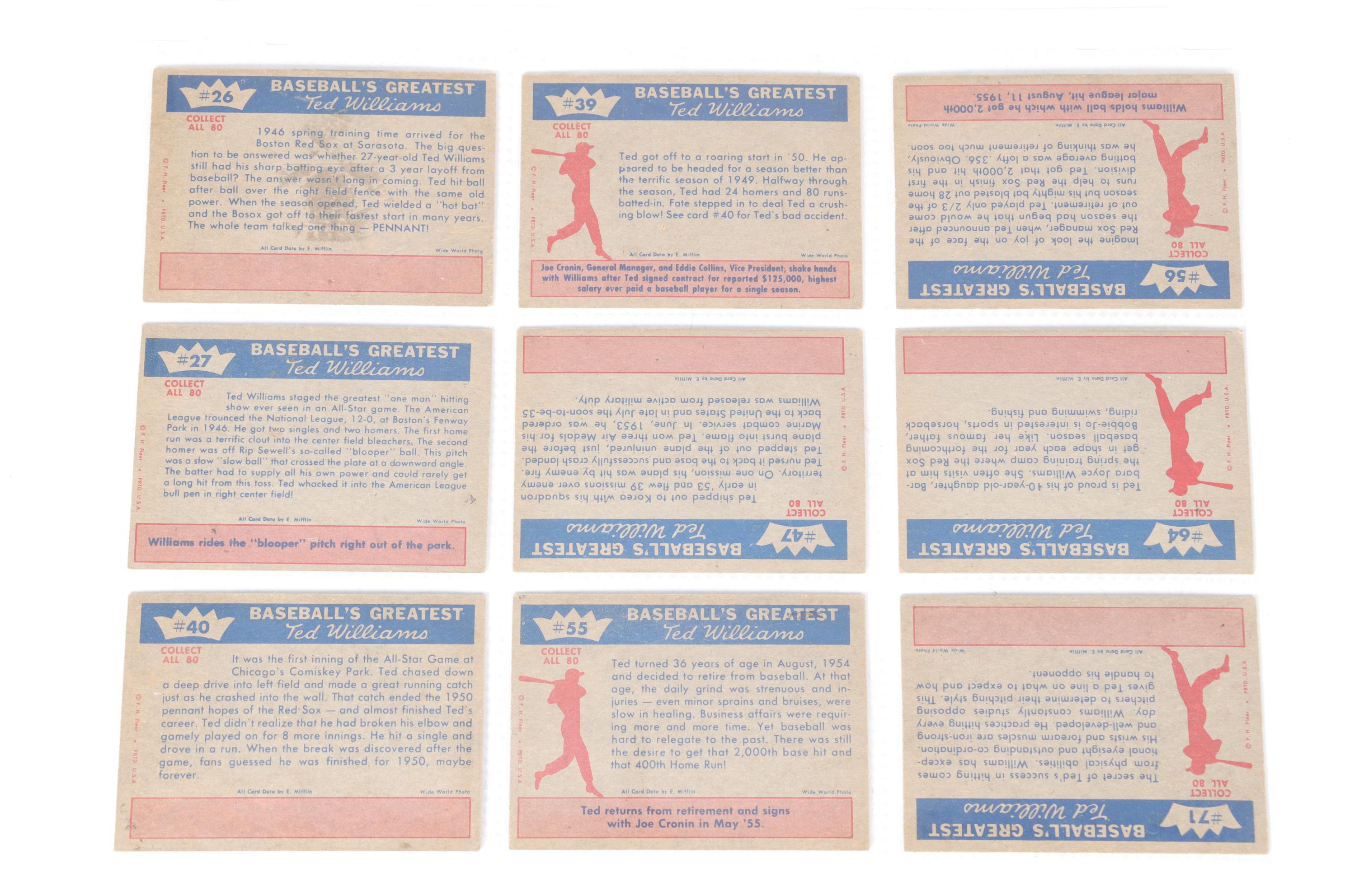 1959  Fleer "Baseball's Greatest" Ted Williams Trading Cards