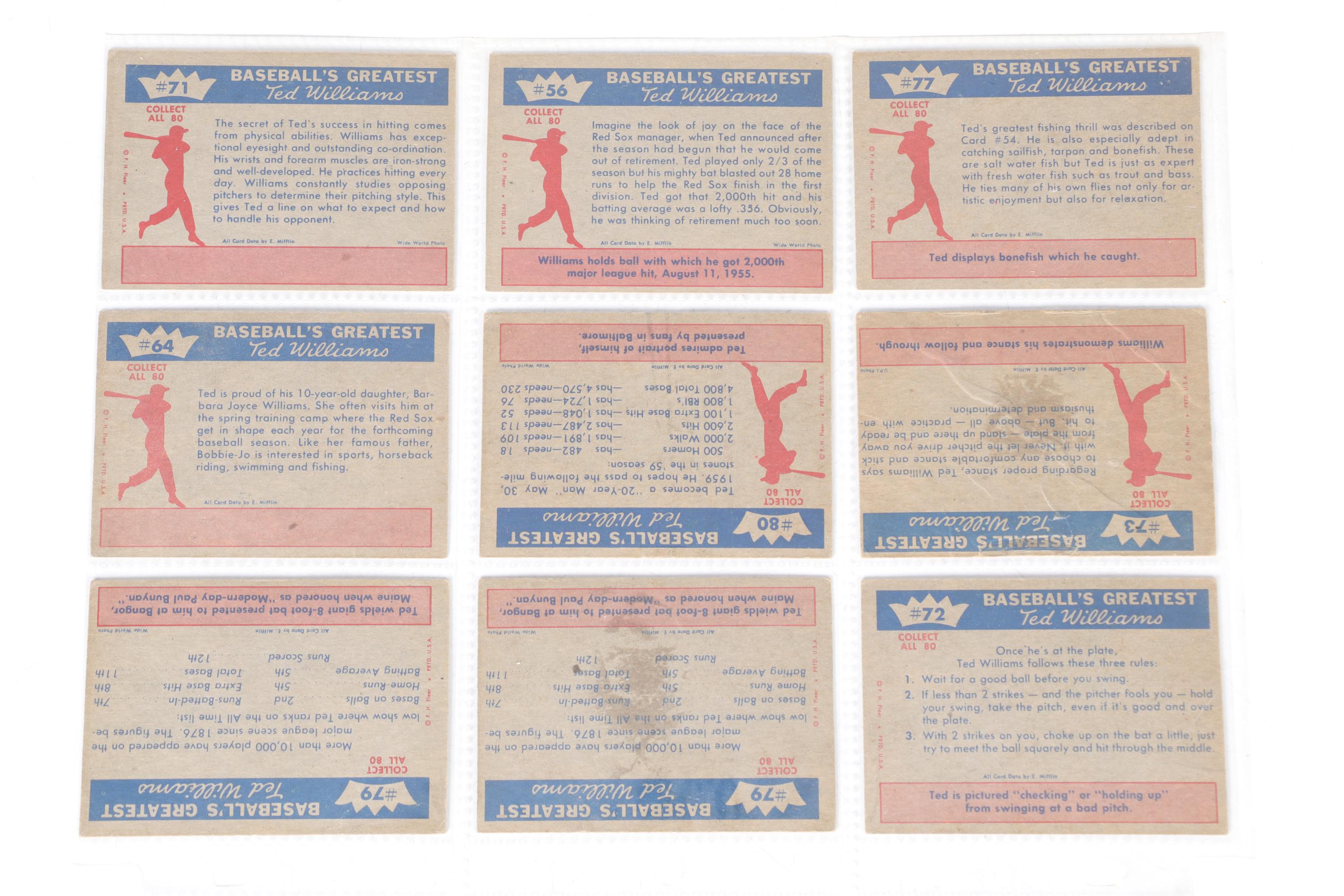 1959  Fleer "Baseball's Greatest" Ted Williams Trading Cards