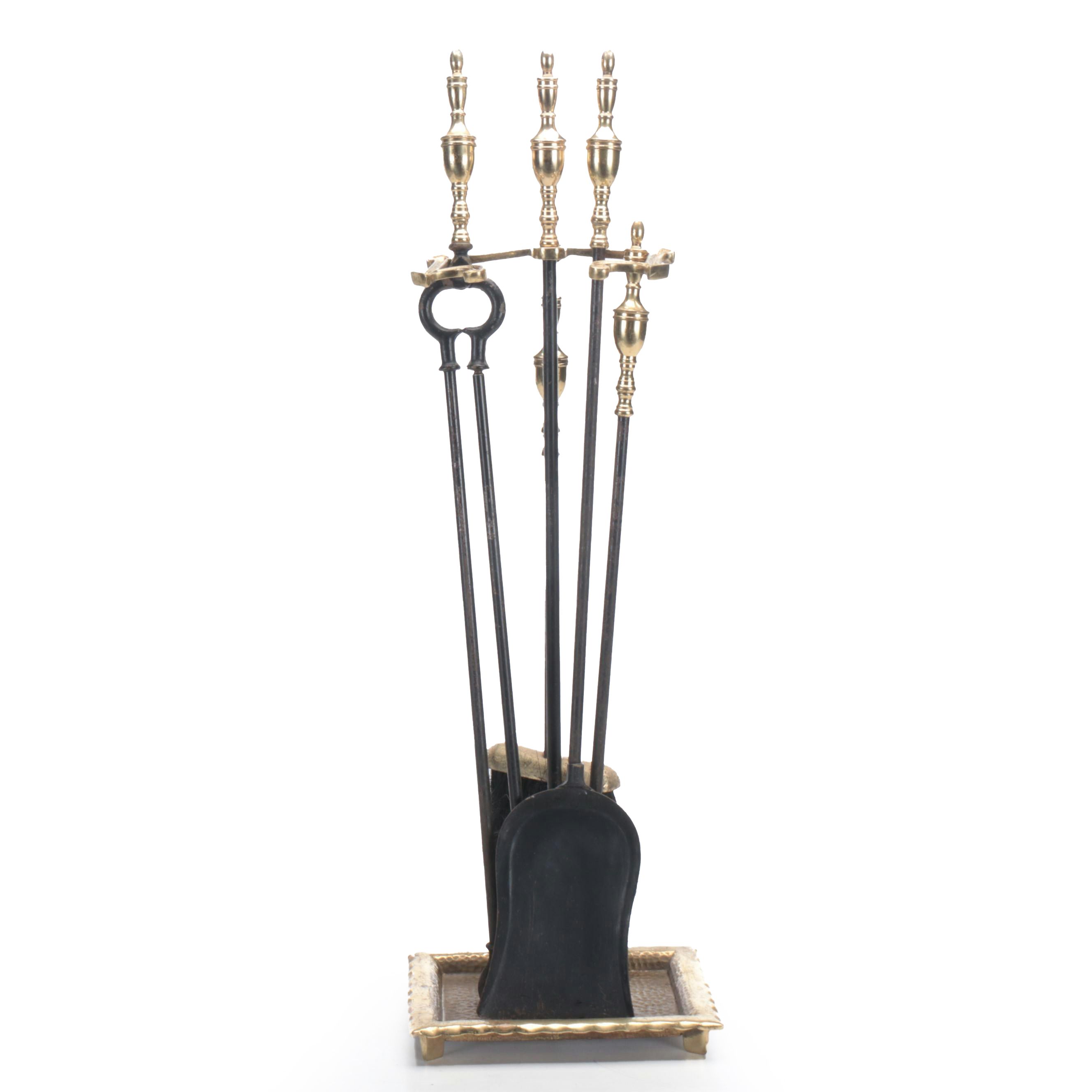 Federal Style Brass and Cast Iron Fireplace Tool Set