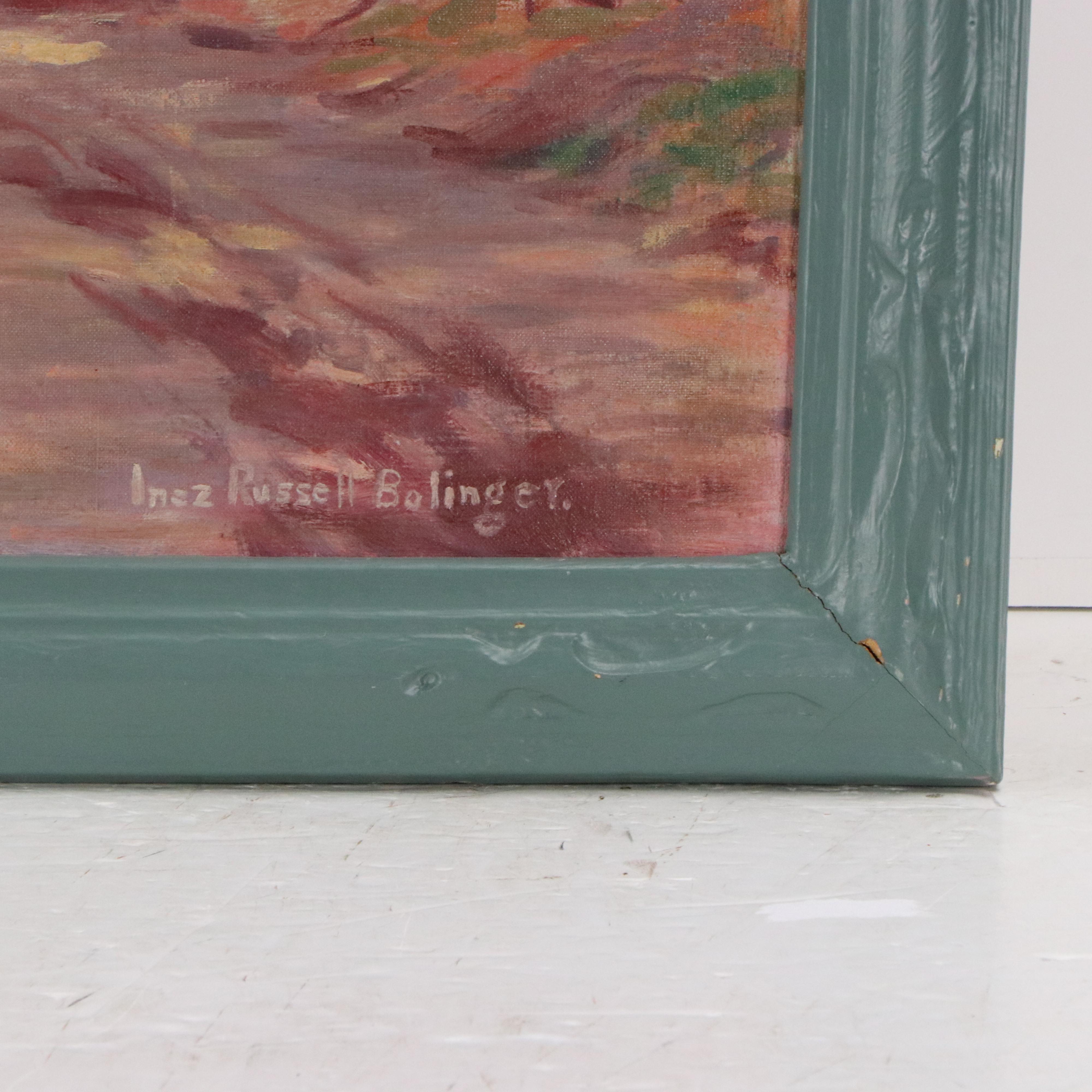 Inez Russell Bolinger Oil Painting of Fall Trees, Early 20th Century