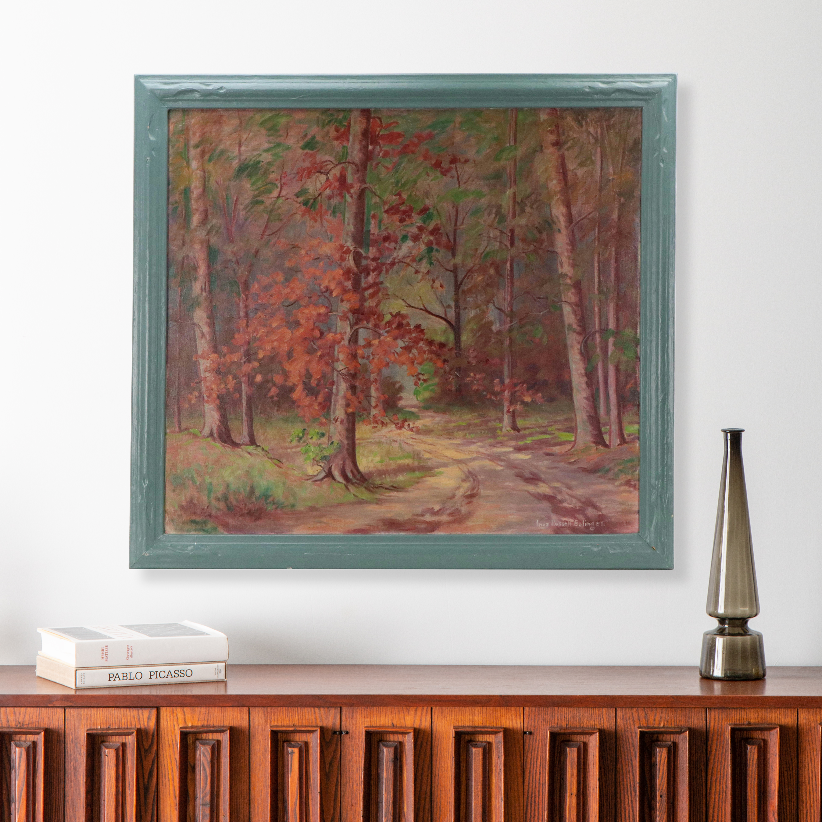 Inez Russell Bolinger Oil Painting of Fall Trees, Early 20th Century