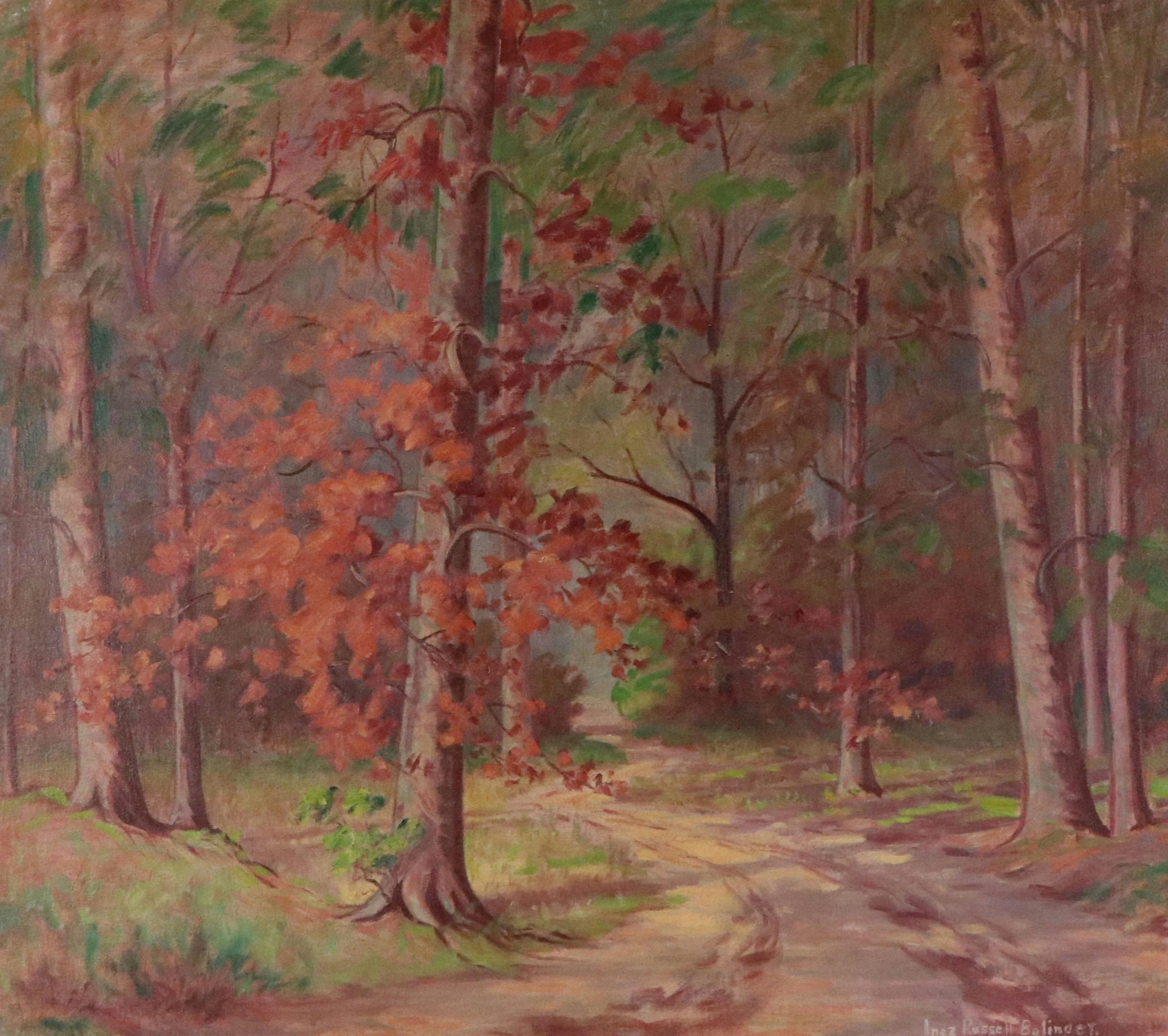 Inez Russell Bolinger Oil Painting of Fall Trees, Early 20th Century