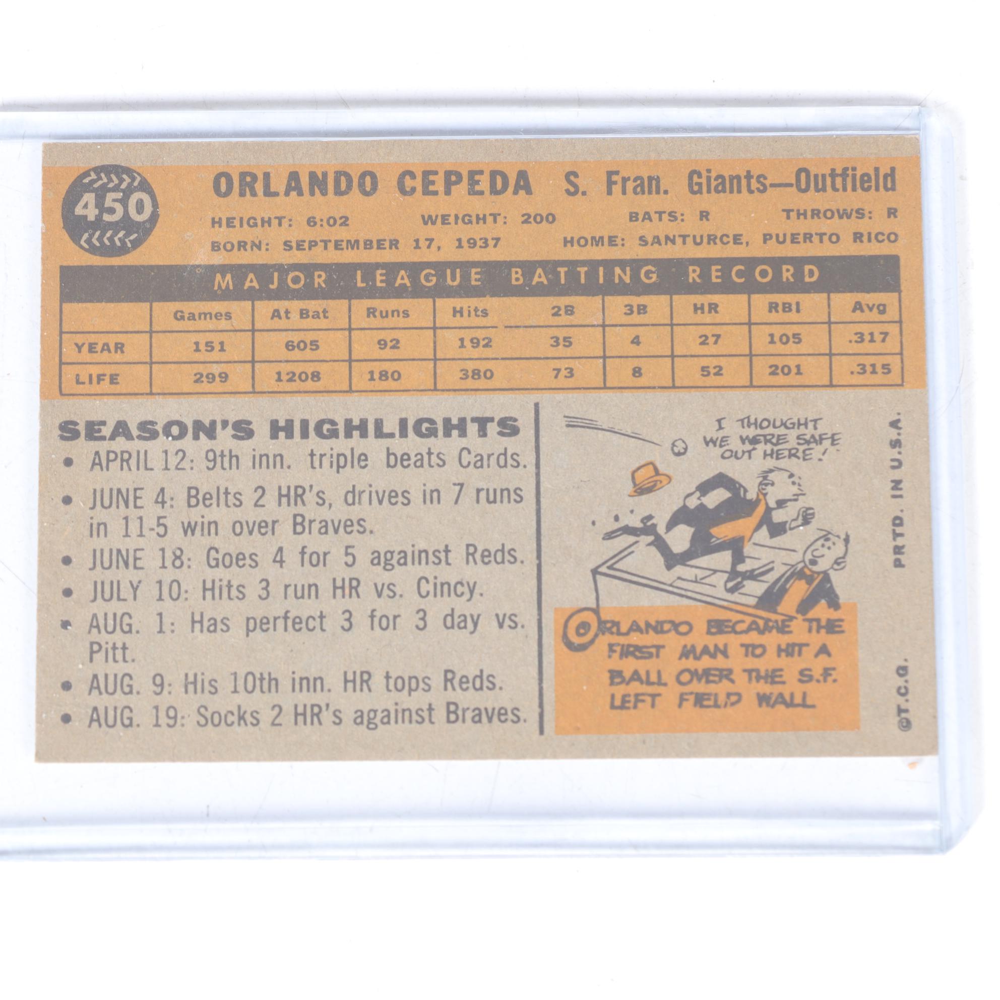 1960 Topps Baseball Cards with #35 Whitey Ford and #450 Orlando Cepeda