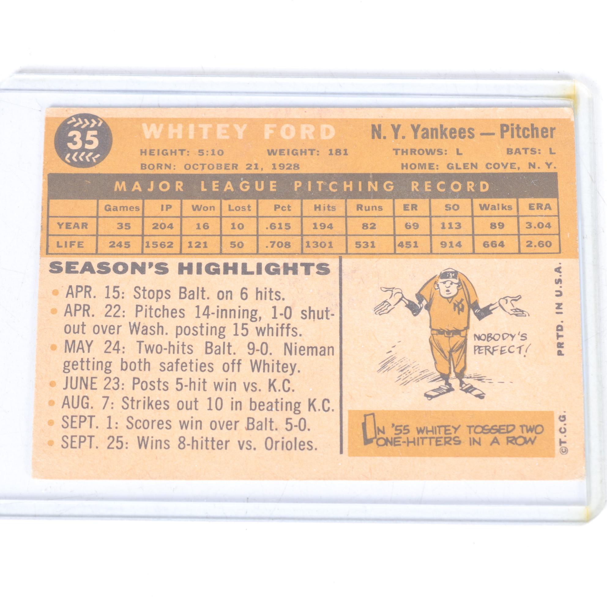 1960 Topps Baseball Cards with #35 Whitey Ford and #450 Orlando Cepeda