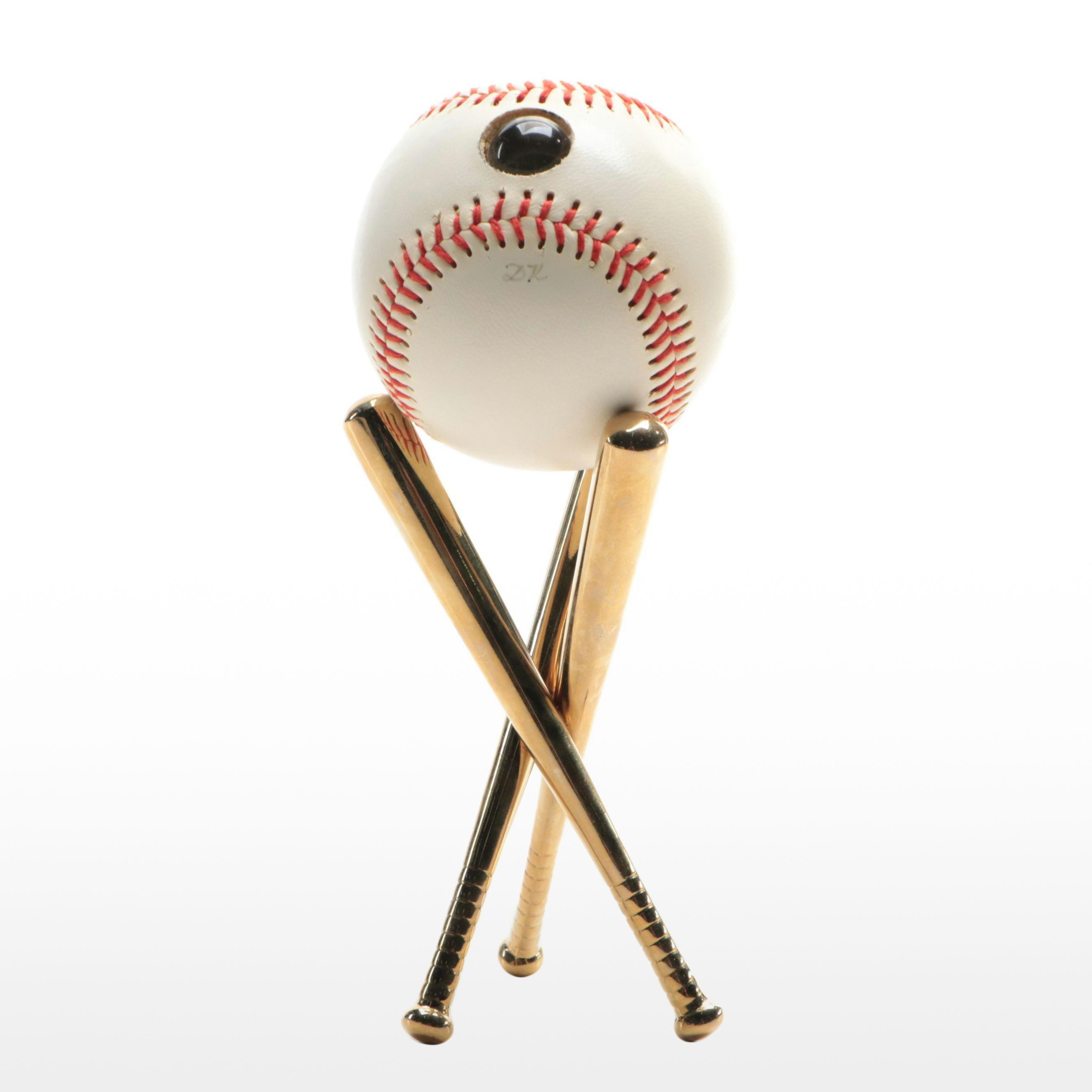 David Kalish Signed "Eye on the Ball" Baseball Kaleidoscope on Metal Bat Stand