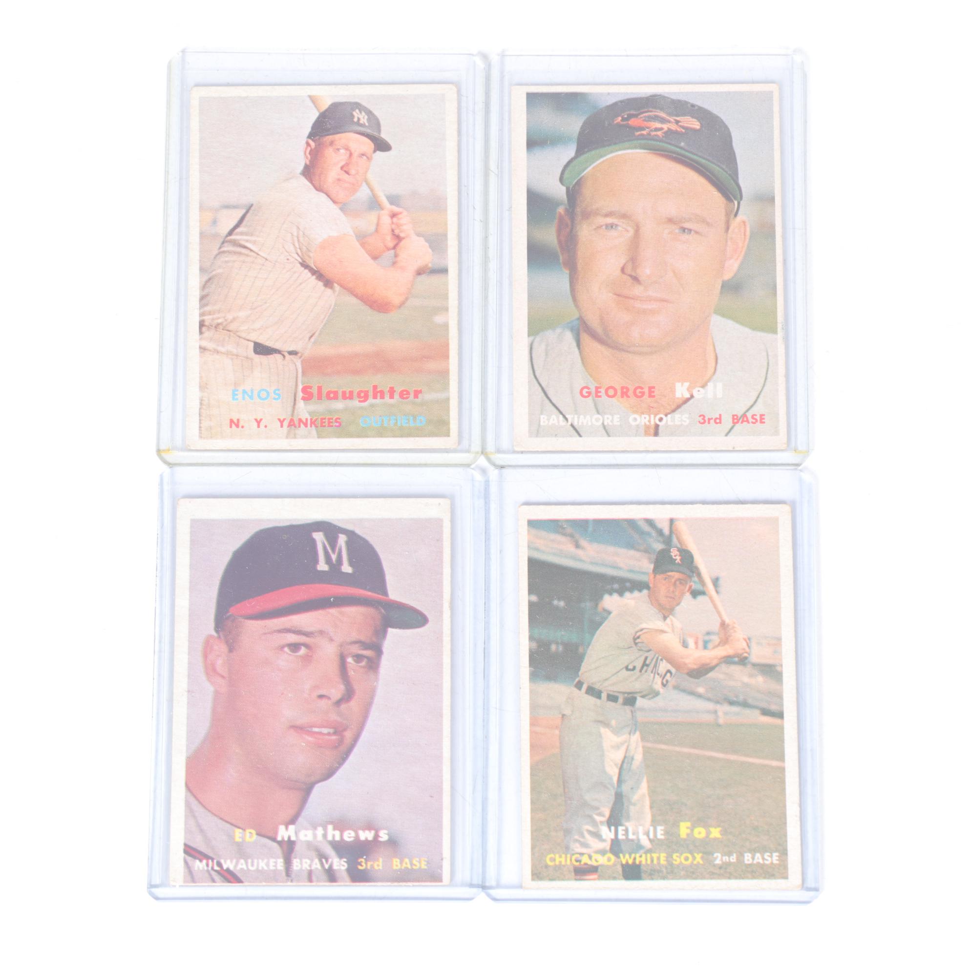 1957 Topps Baseball Cards with #250 Ed Mathews and #38 Nellie Fox