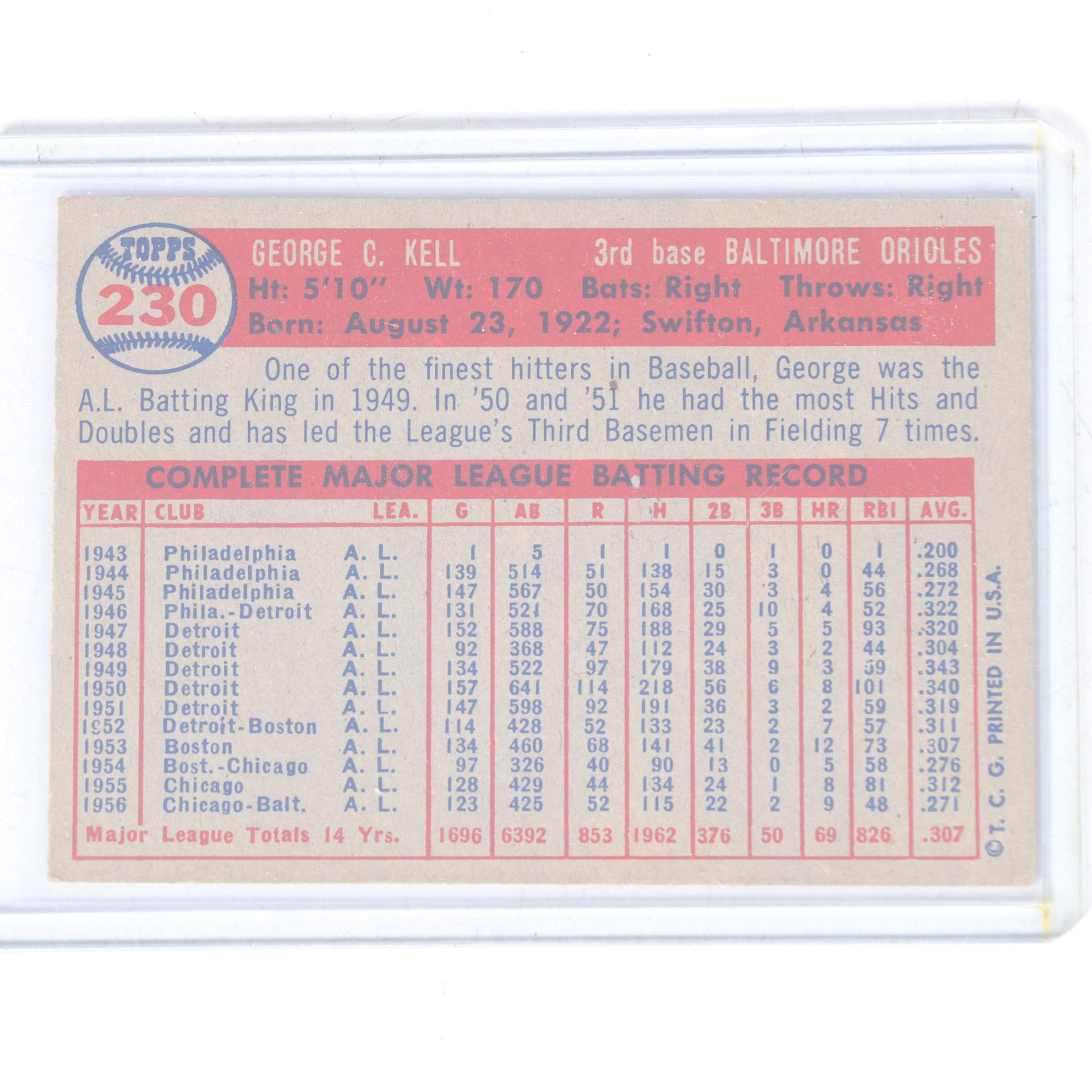 1957 Topps Baseball Cards with #250 Ed Mathews and #38 Nellie Fox