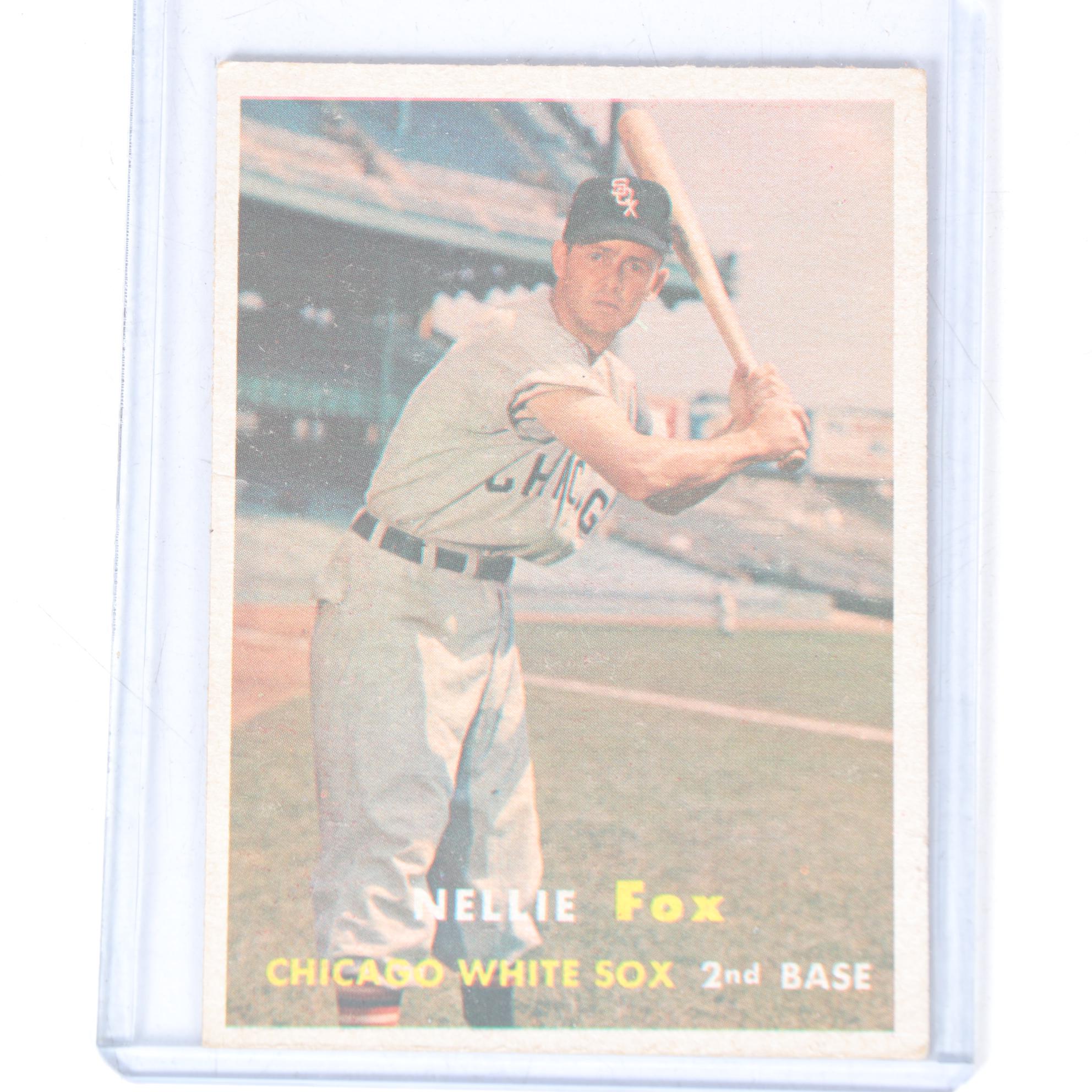 1957 Topps Baseball Cards with #250 Ed Mathews and #38 Nellie Fox