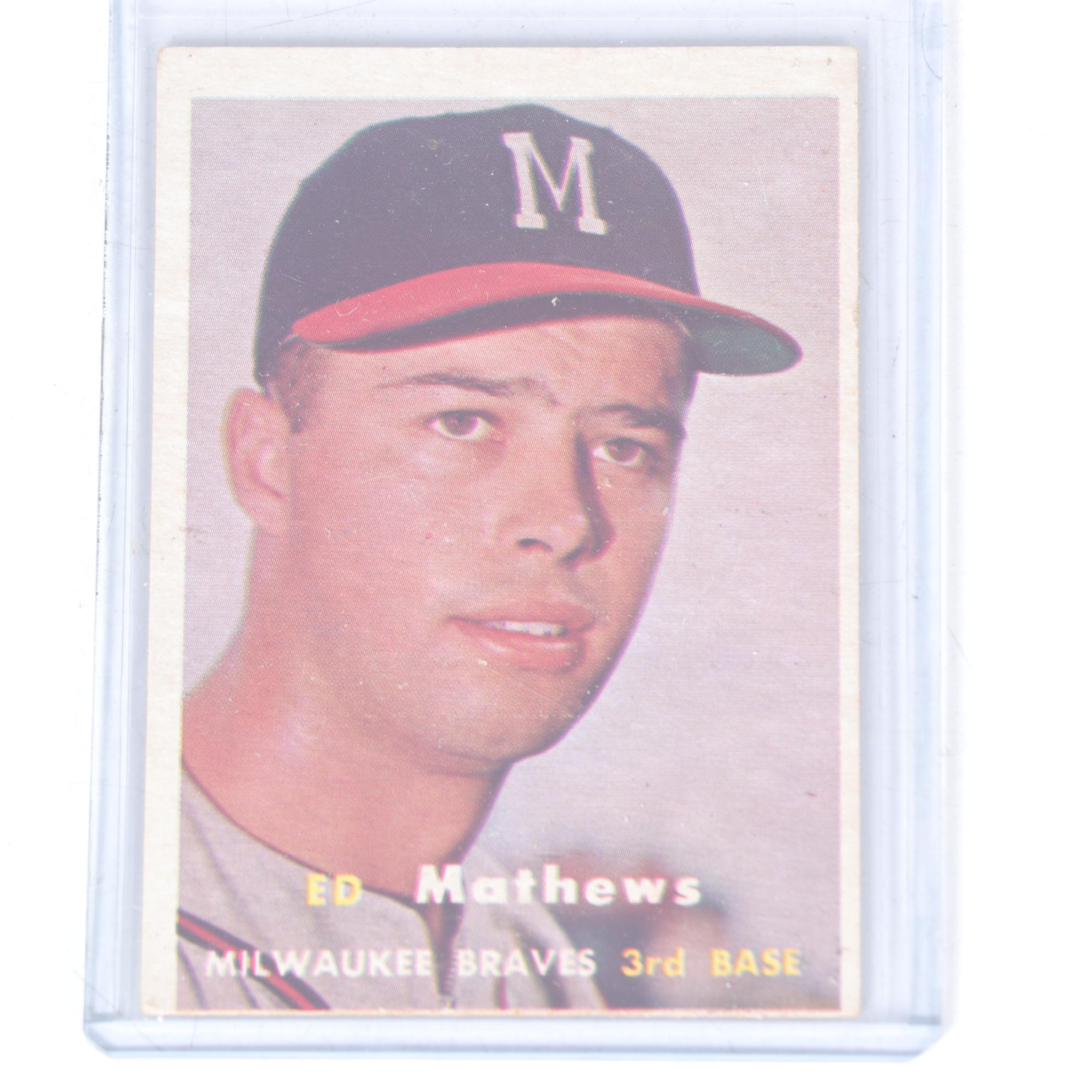 1957 Topps Baseball Cards with #250 Ed Mathews and #38 Nellie Fox