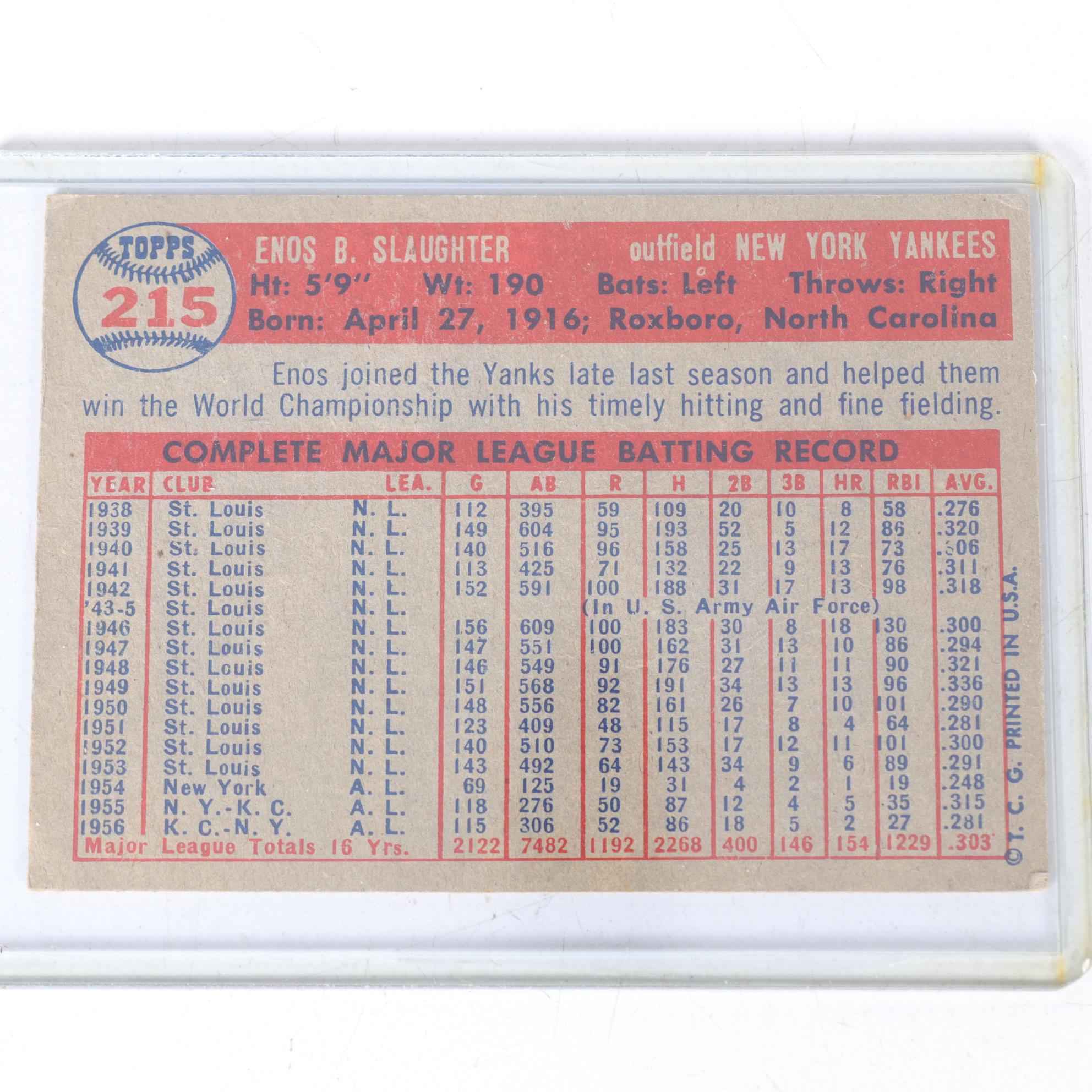 1957 Topps Baseball Cards with #125 Al Kaline and #120 Bob  Lemon