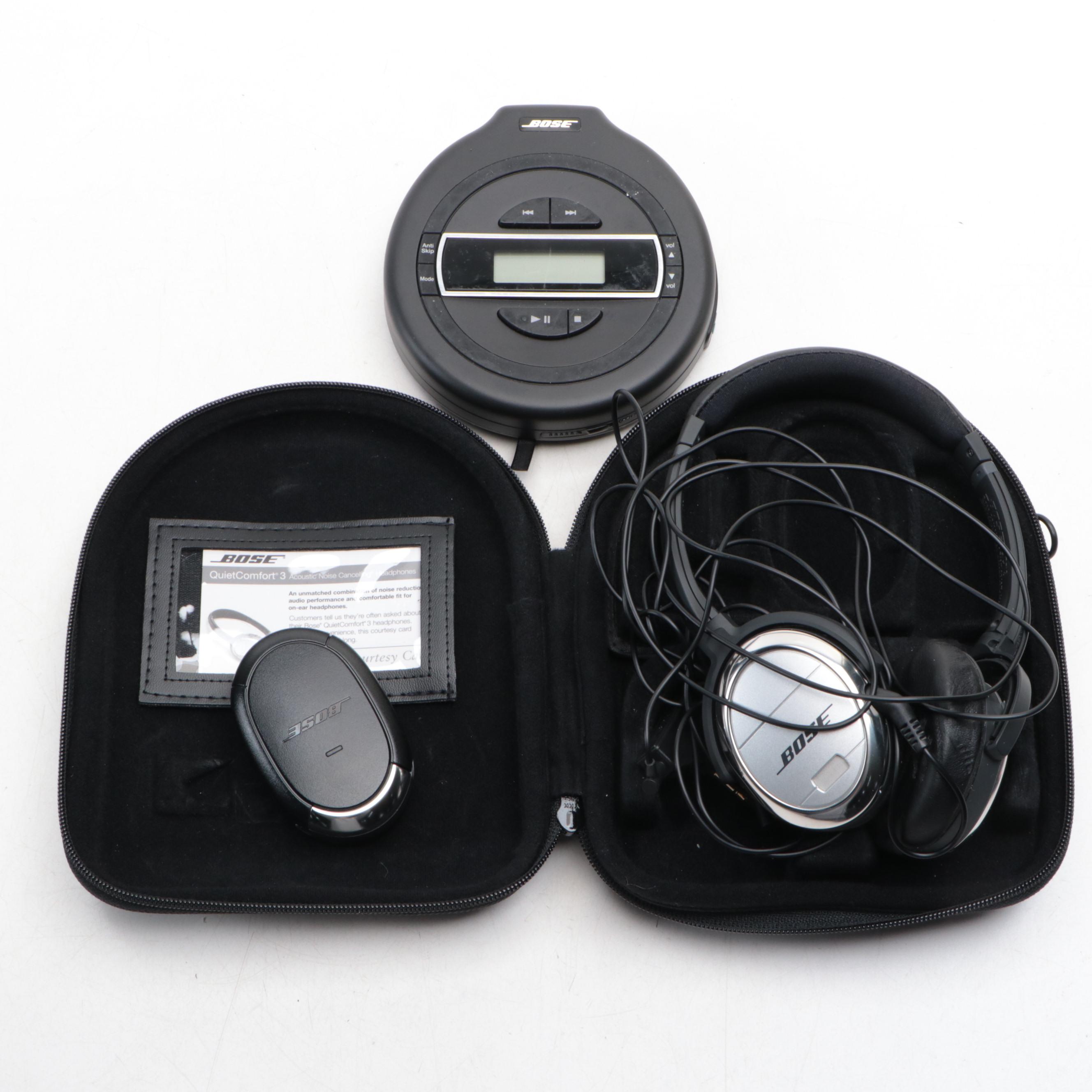 Bose QuietComfort 3 Noise Canceling Headphones and Portable CD Player