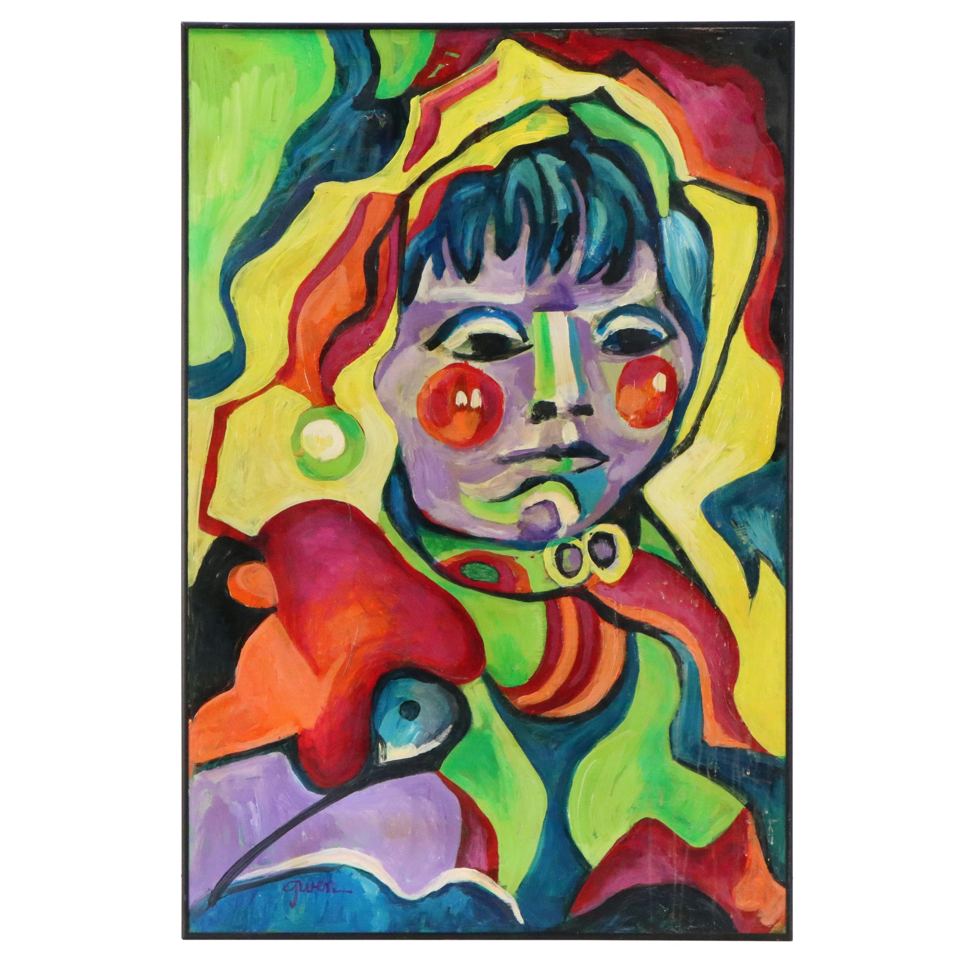 Gwen Doppler Modernist Acrylic Portrait, 21st Century