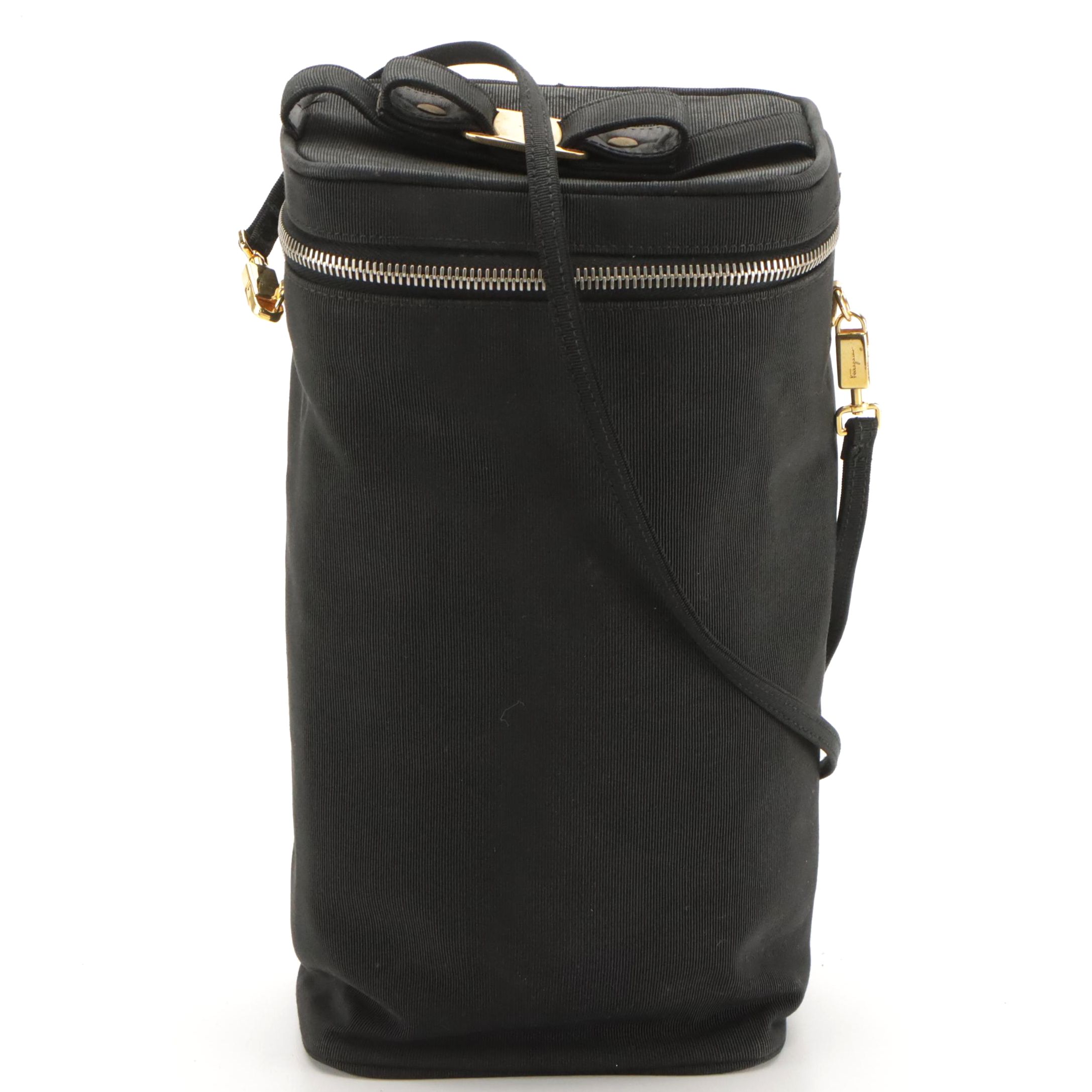 Salvatore Ferragamo Vintage Black Vara Bow Grosgrain Shoe Carrier Case, 1990s