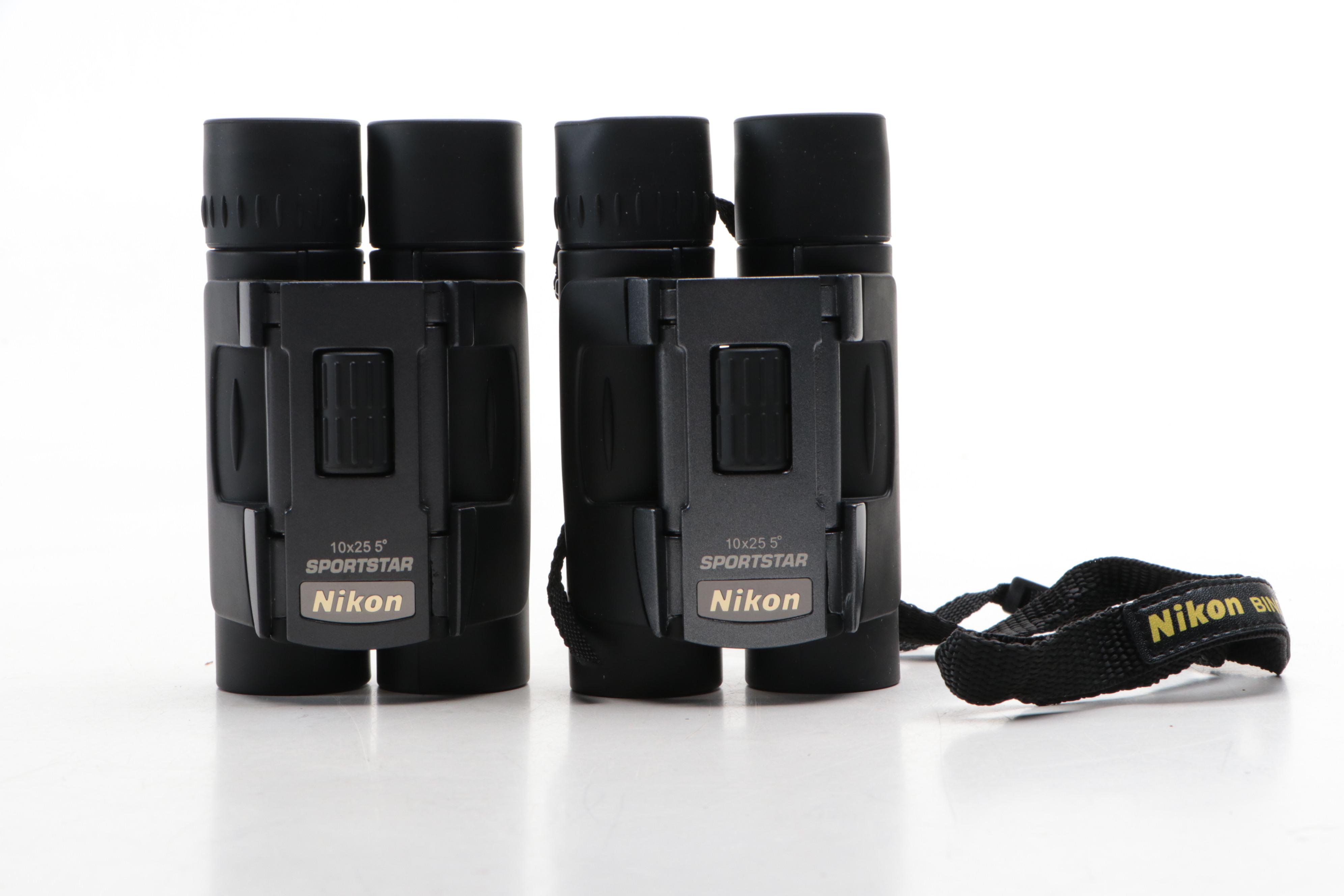 Nikon Sportstar 10x25 Binoculars with REI Travel Wallets and Tumi Luggage Tag