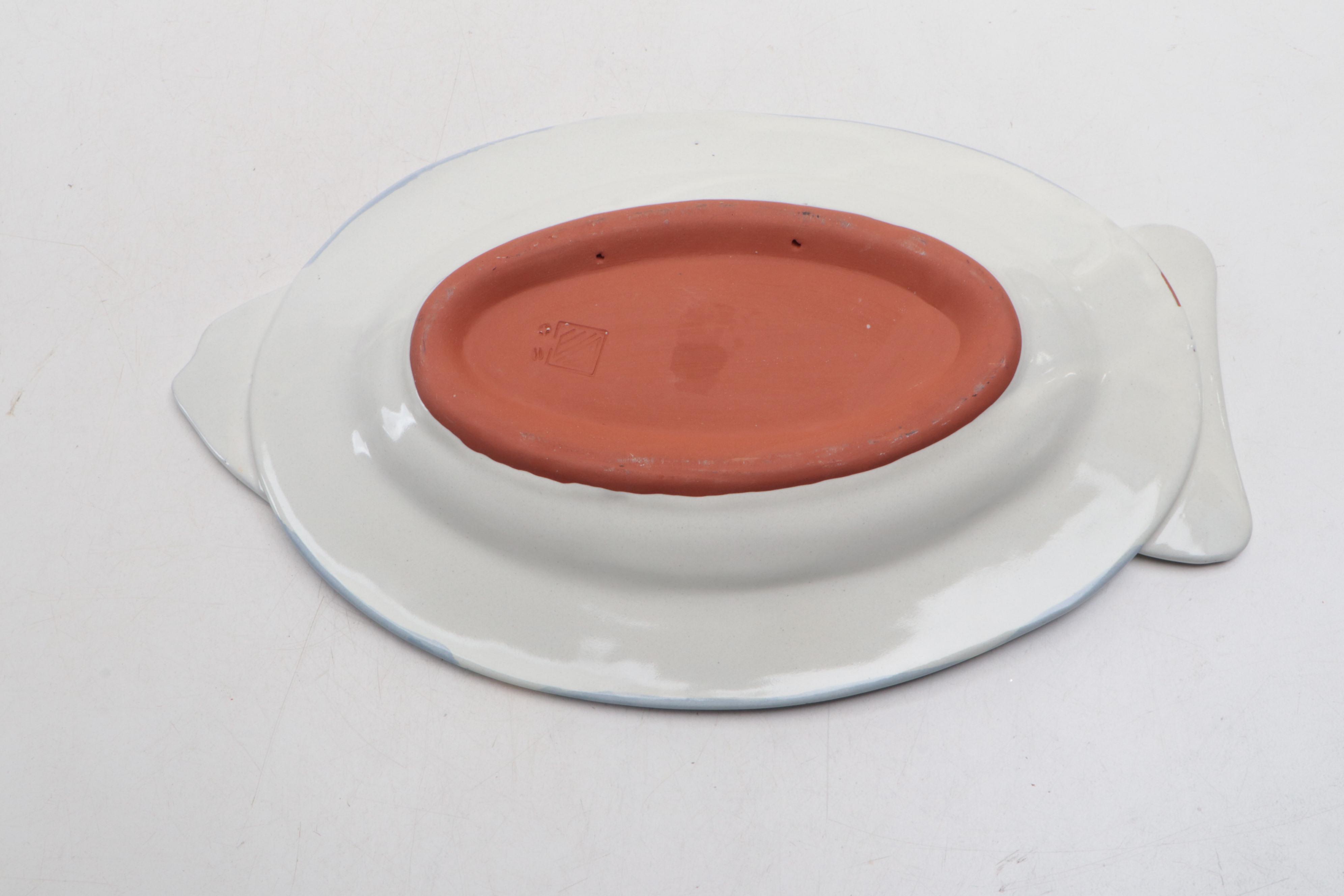 MacKenzie-Childs "Fish Story" Hand-Painted Ceramic Serving Platter and Dishes