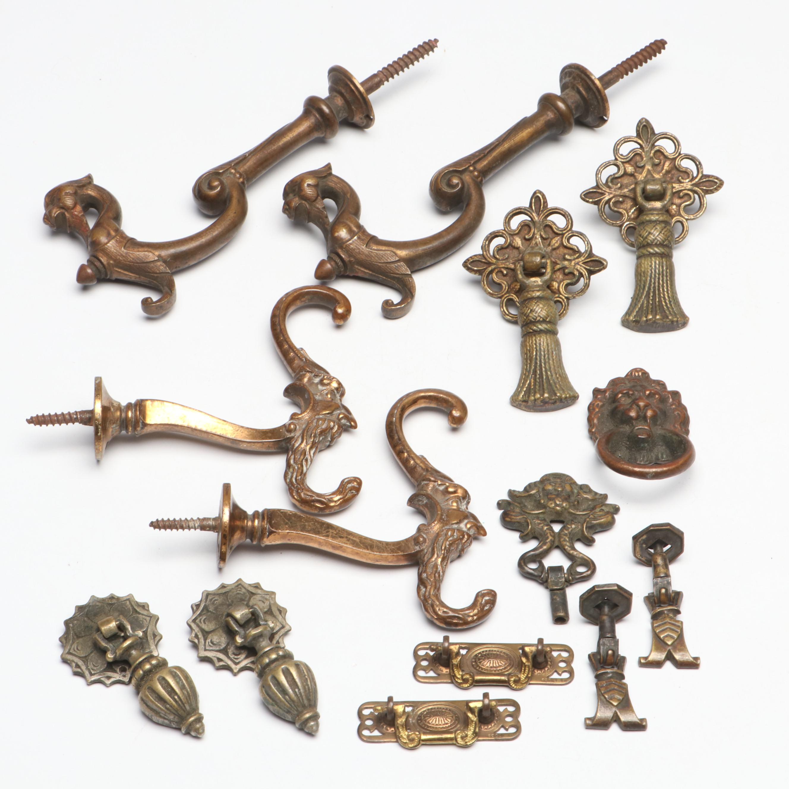 Victorian Style Cast Metal Drawer Pulls and Curtain Tie Backs