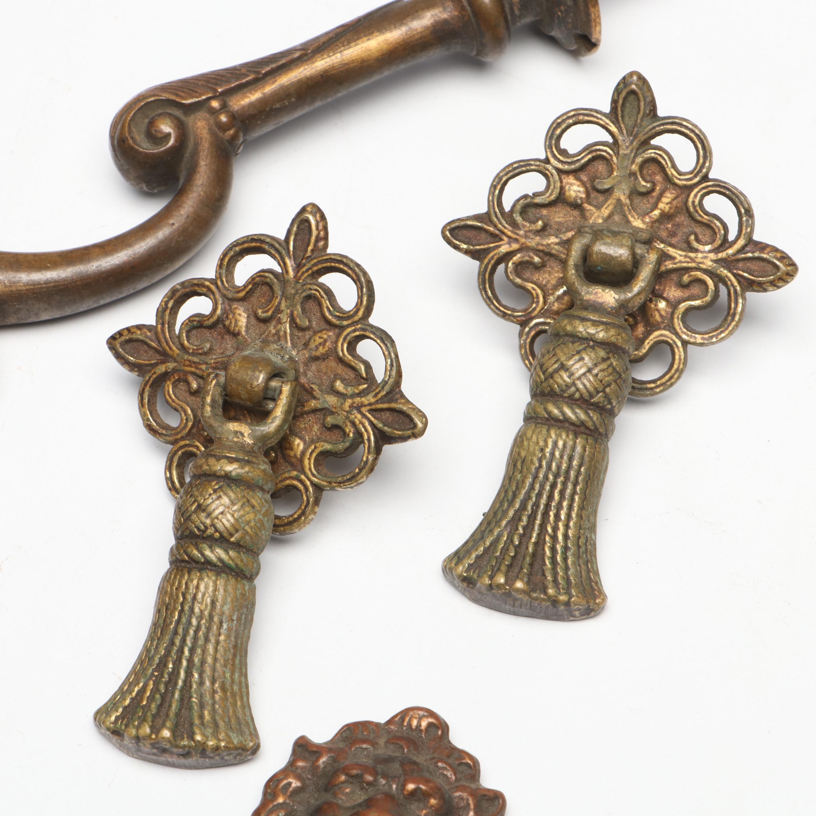 Victorian Style Cast Metal Drawer Pulls and Curtain Tie Backs