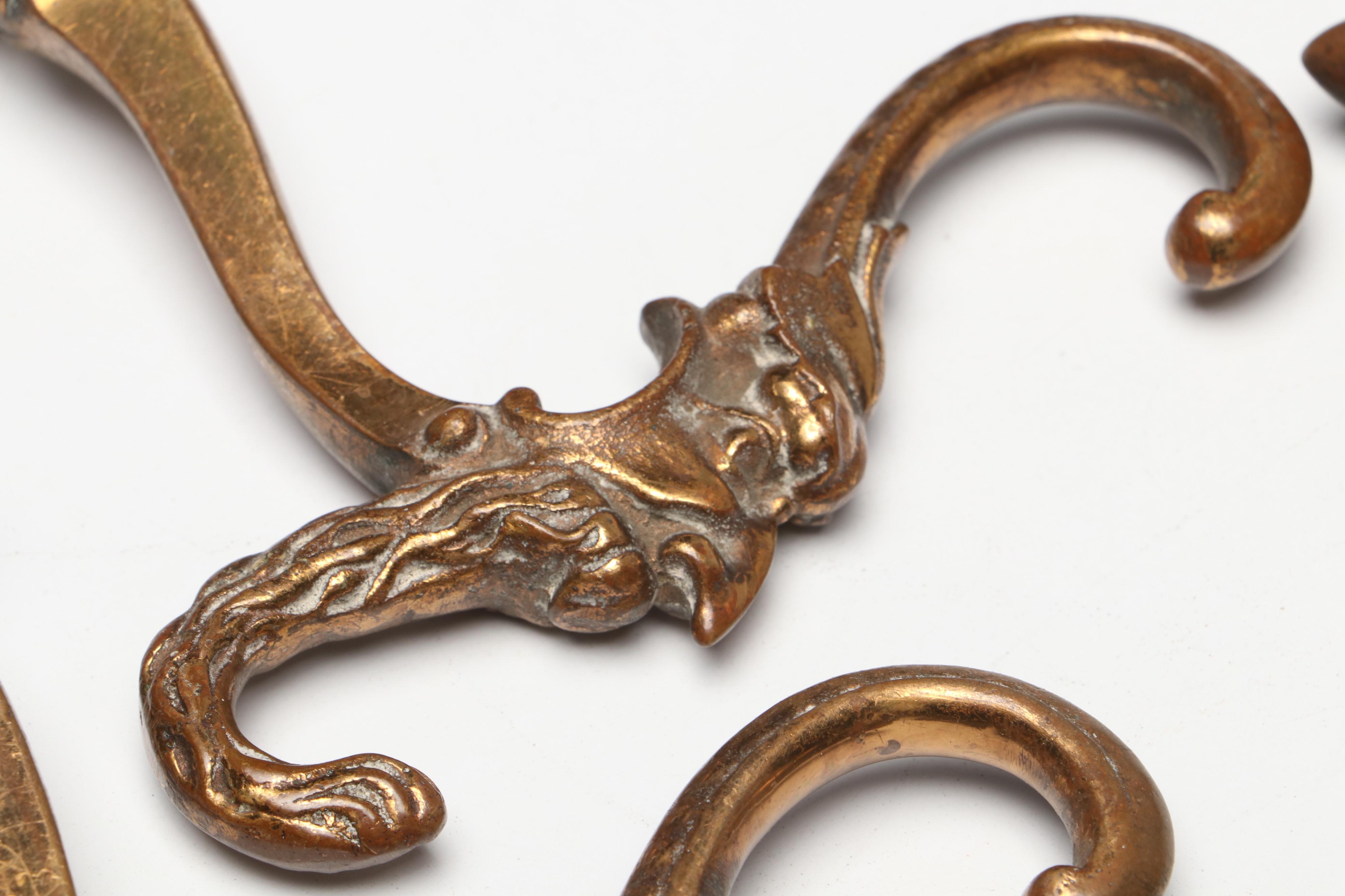 Victorian Style Cast Metal Drawer Pulls and Curtain Tie Backs