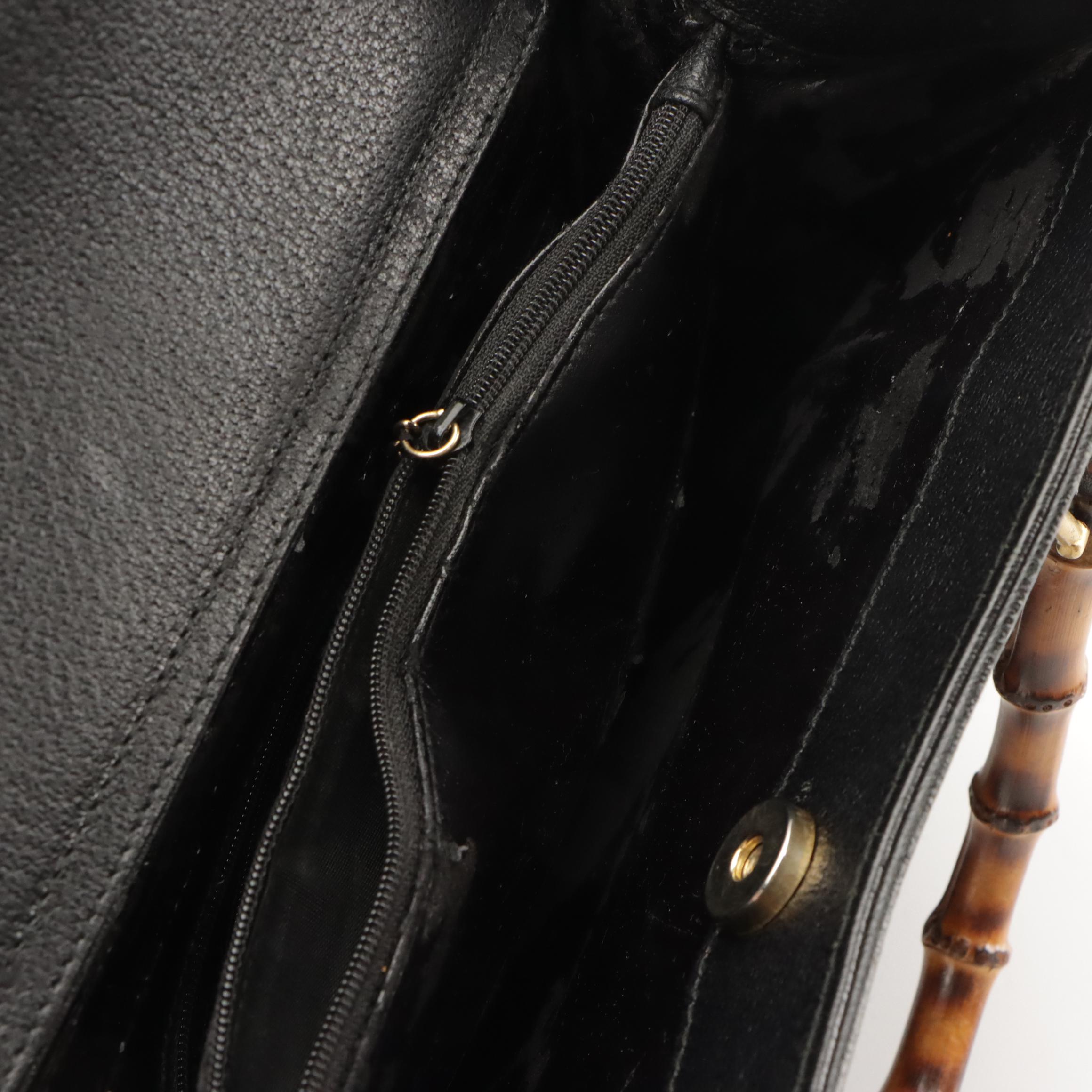 Gucci Diana Bamboo Handle Tote in Black Cinghale Leather