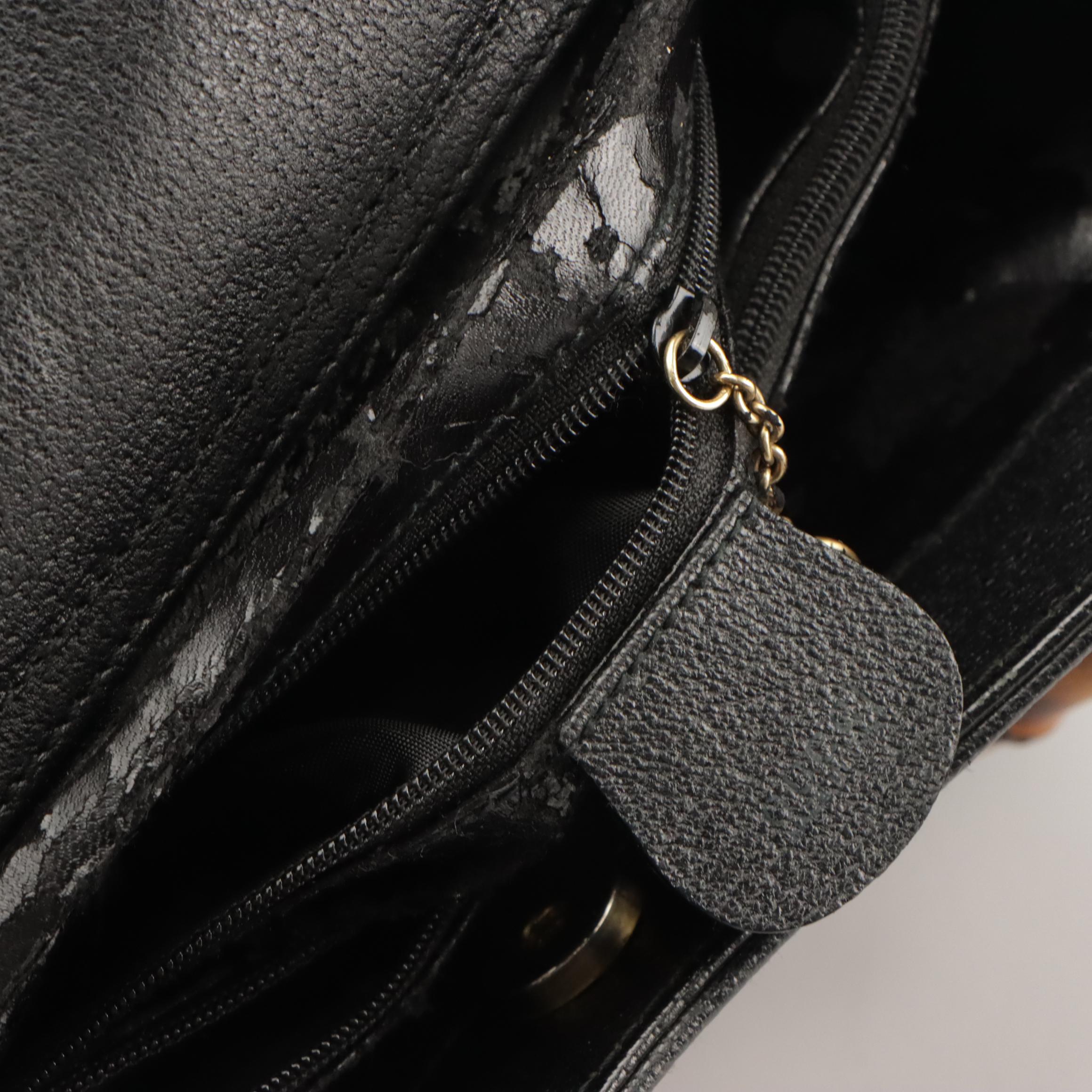 Gucci Diana Bamboo Handle Tote in Black Cinghale Leather