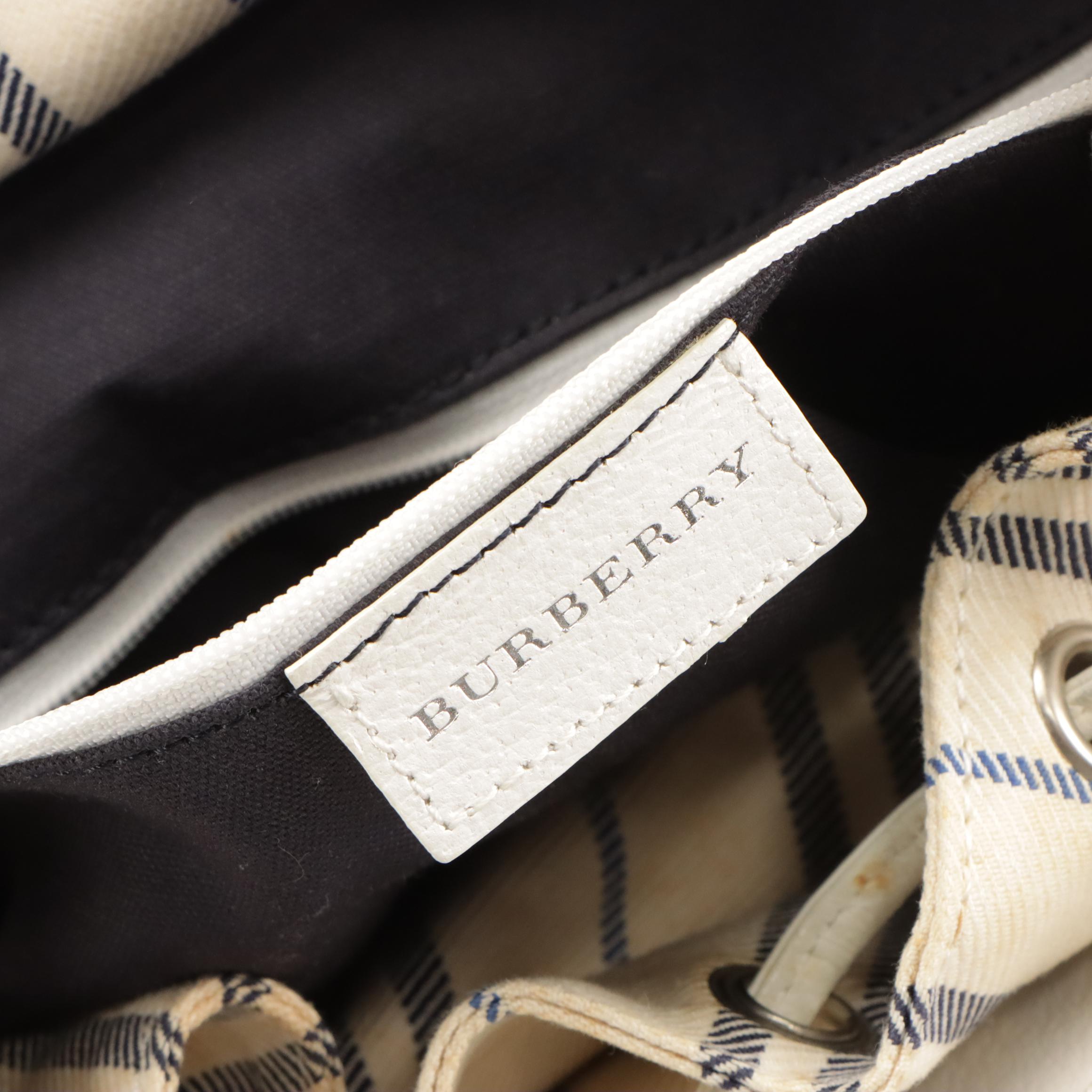 Burberry Leather-Trimmed Canvas Tote Bag