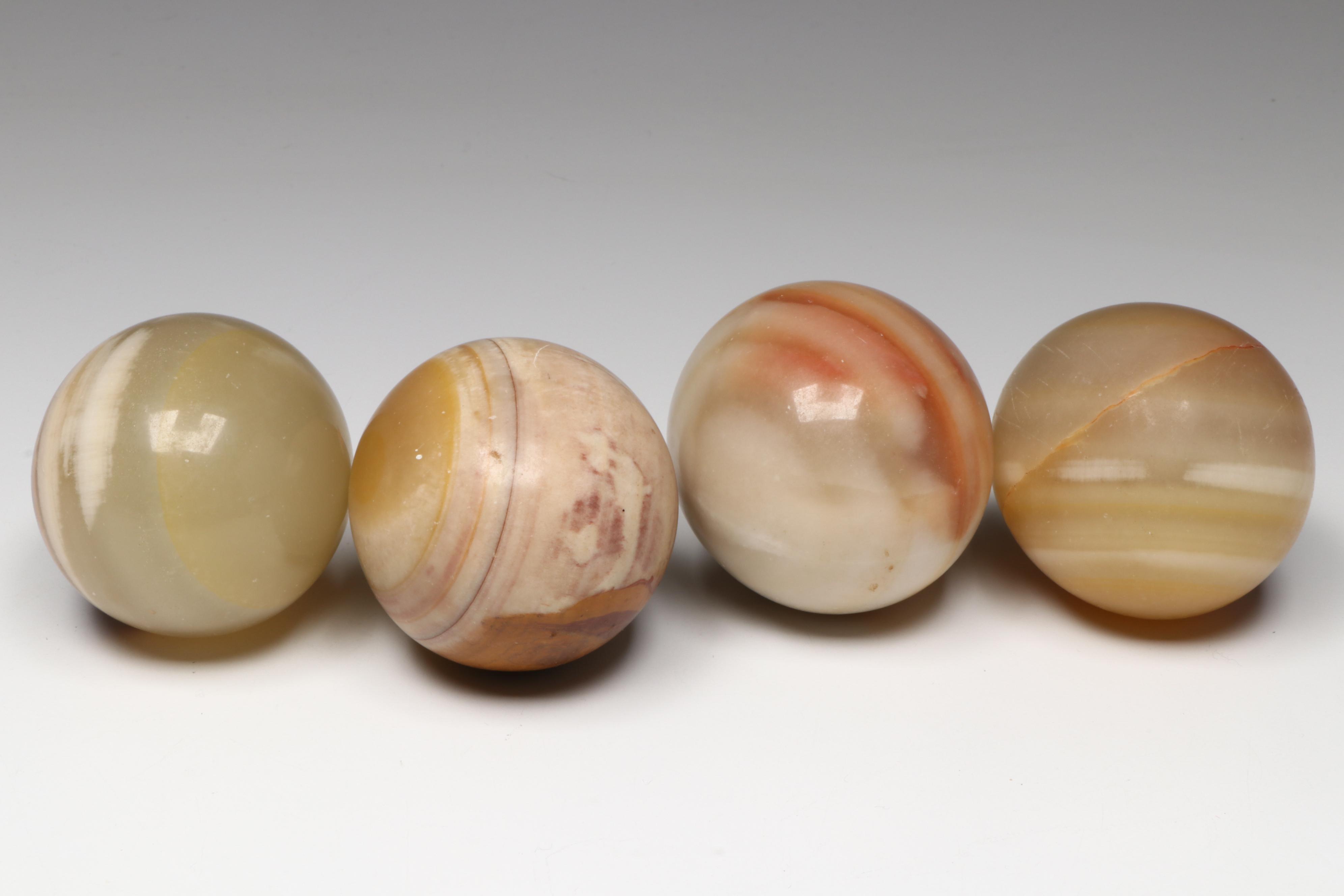 Dyed Alabaster with Banded Calcite Eggs