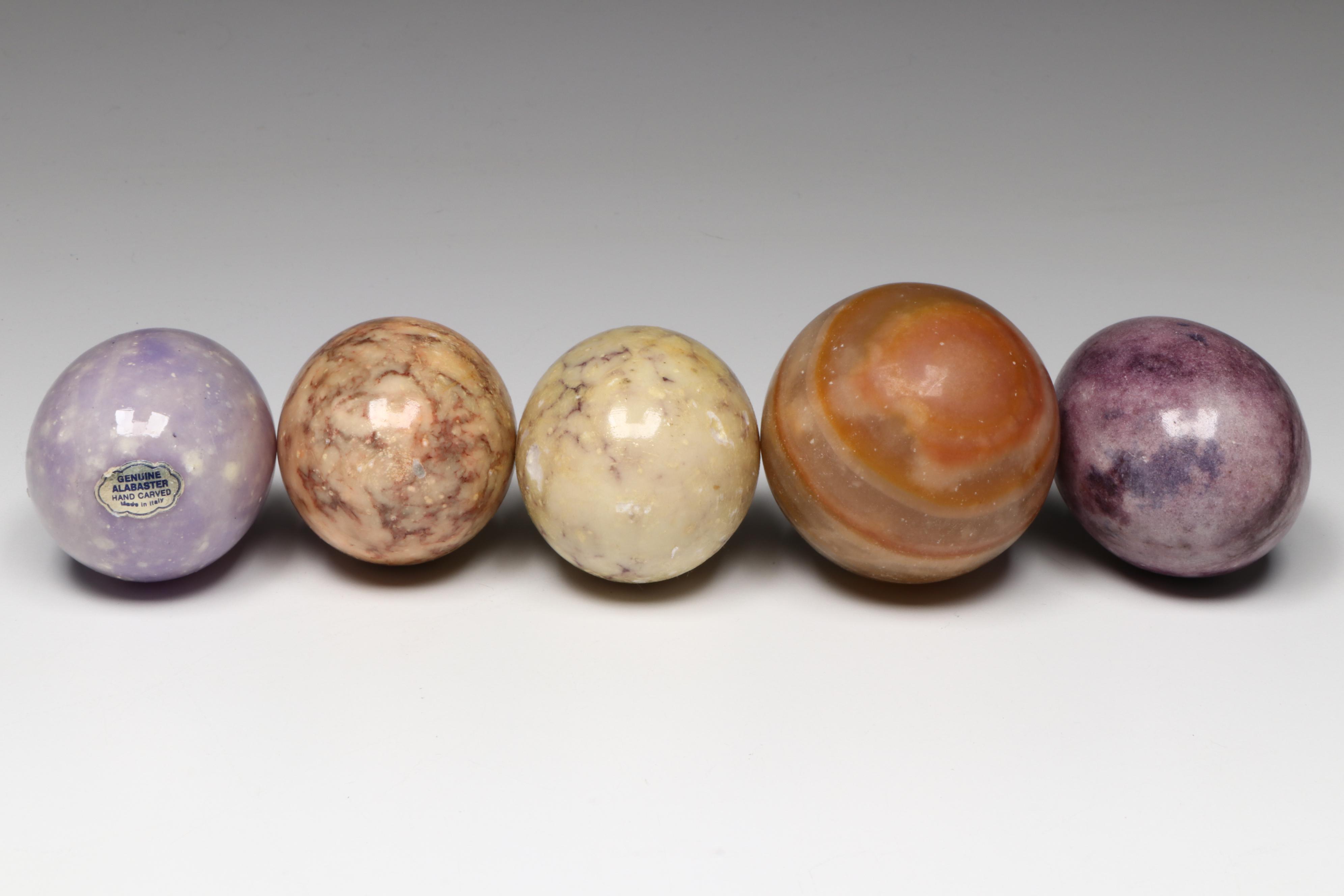 Dyed Alabaster with Banded Calcite Eggs