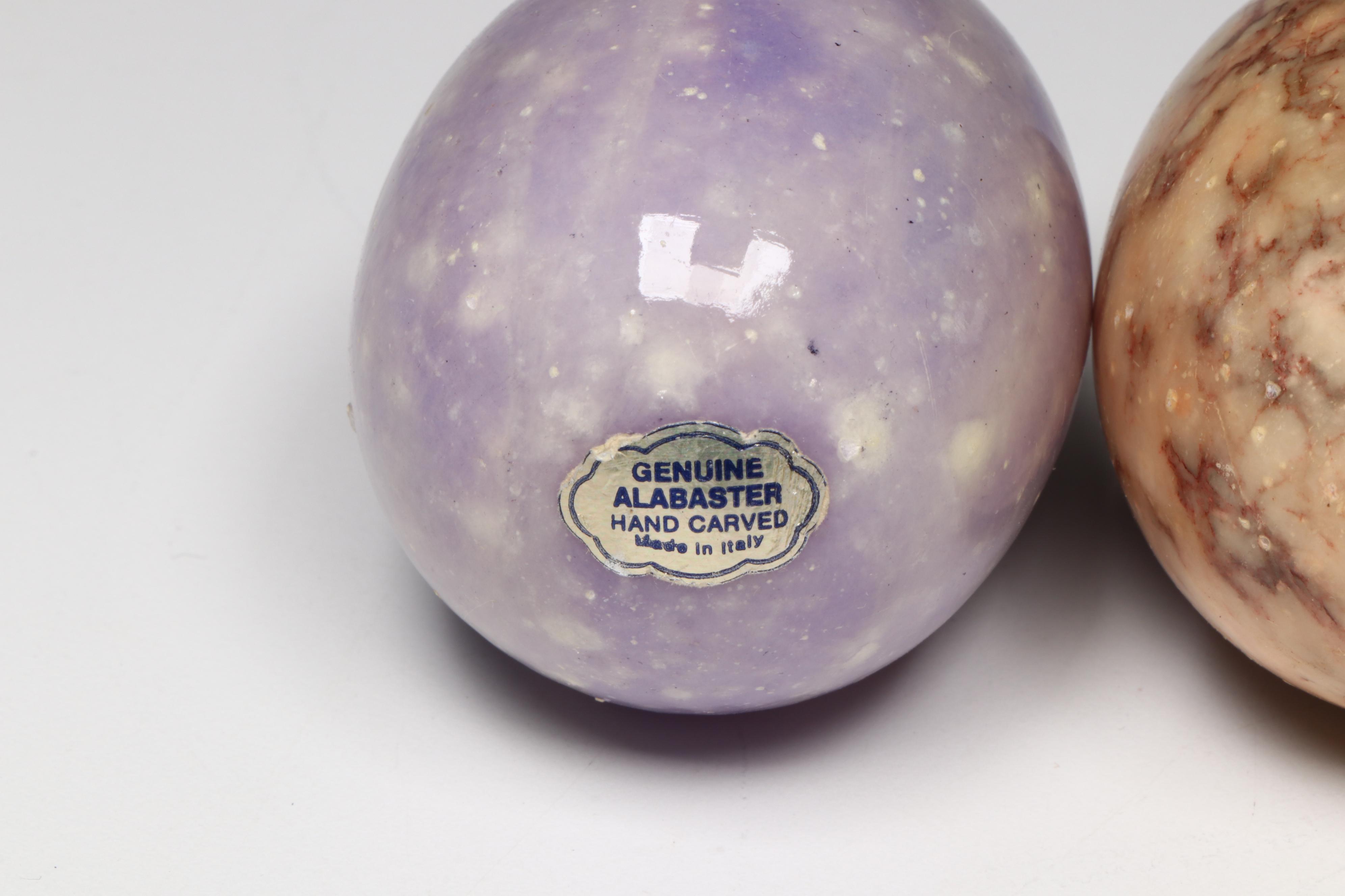Dyed Alabaster with Banded Calcite Eggs