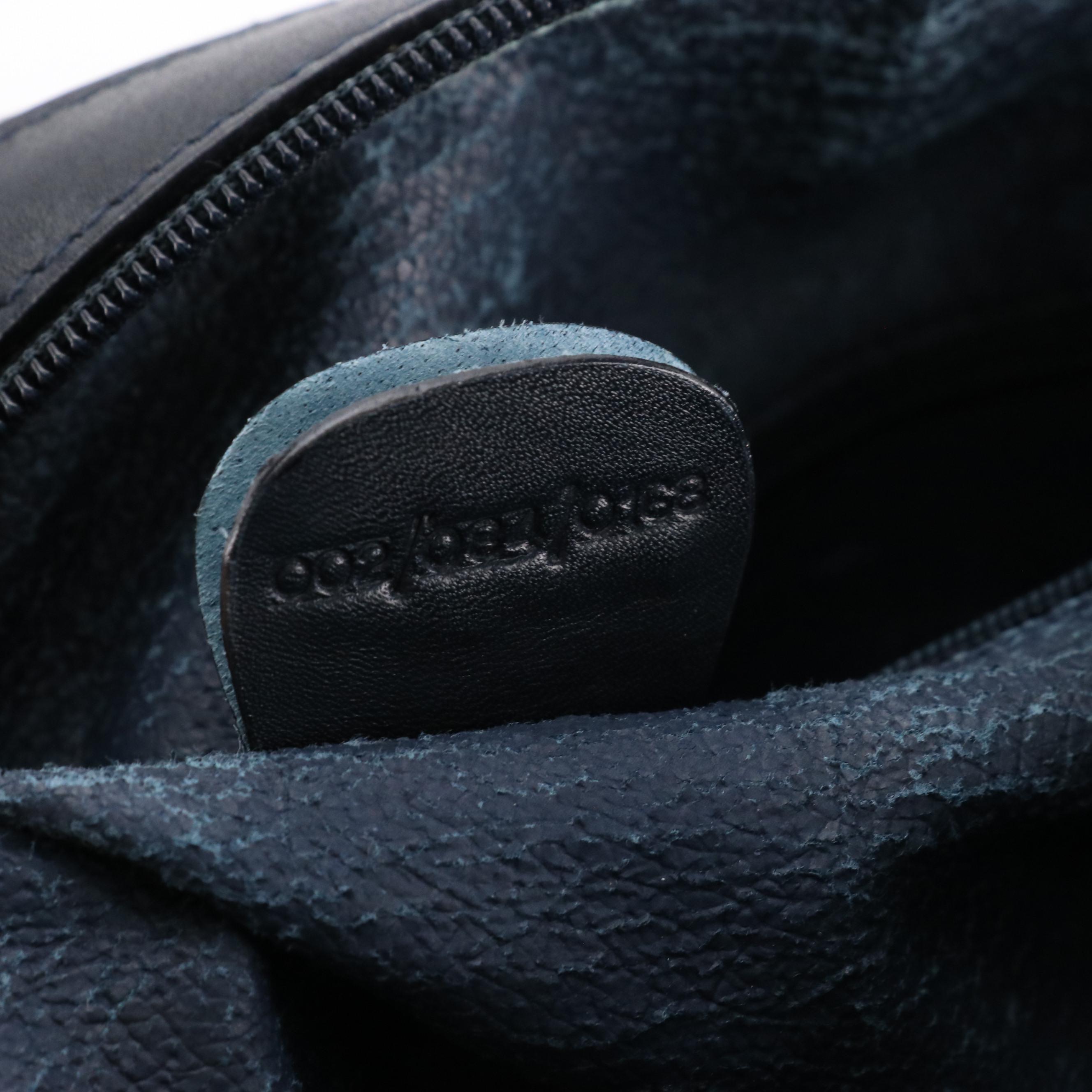 Gucci Boston Bag in Navy Blue Micro GG Canvas and Leather